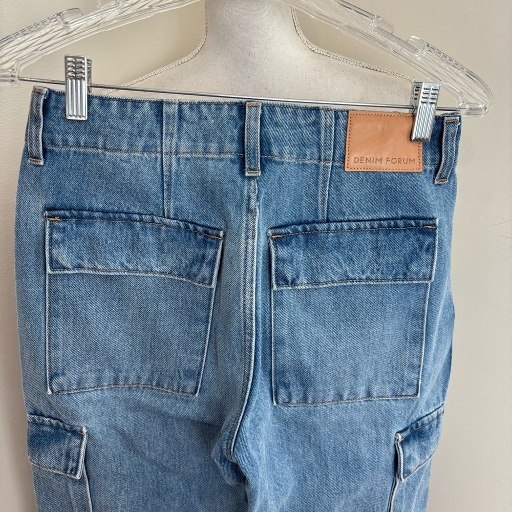 Denim Forum The ’90s Edie Lo-rise Cargo Jean in 7 Yrs Pctr Ths Bleu Size 24 NWOT