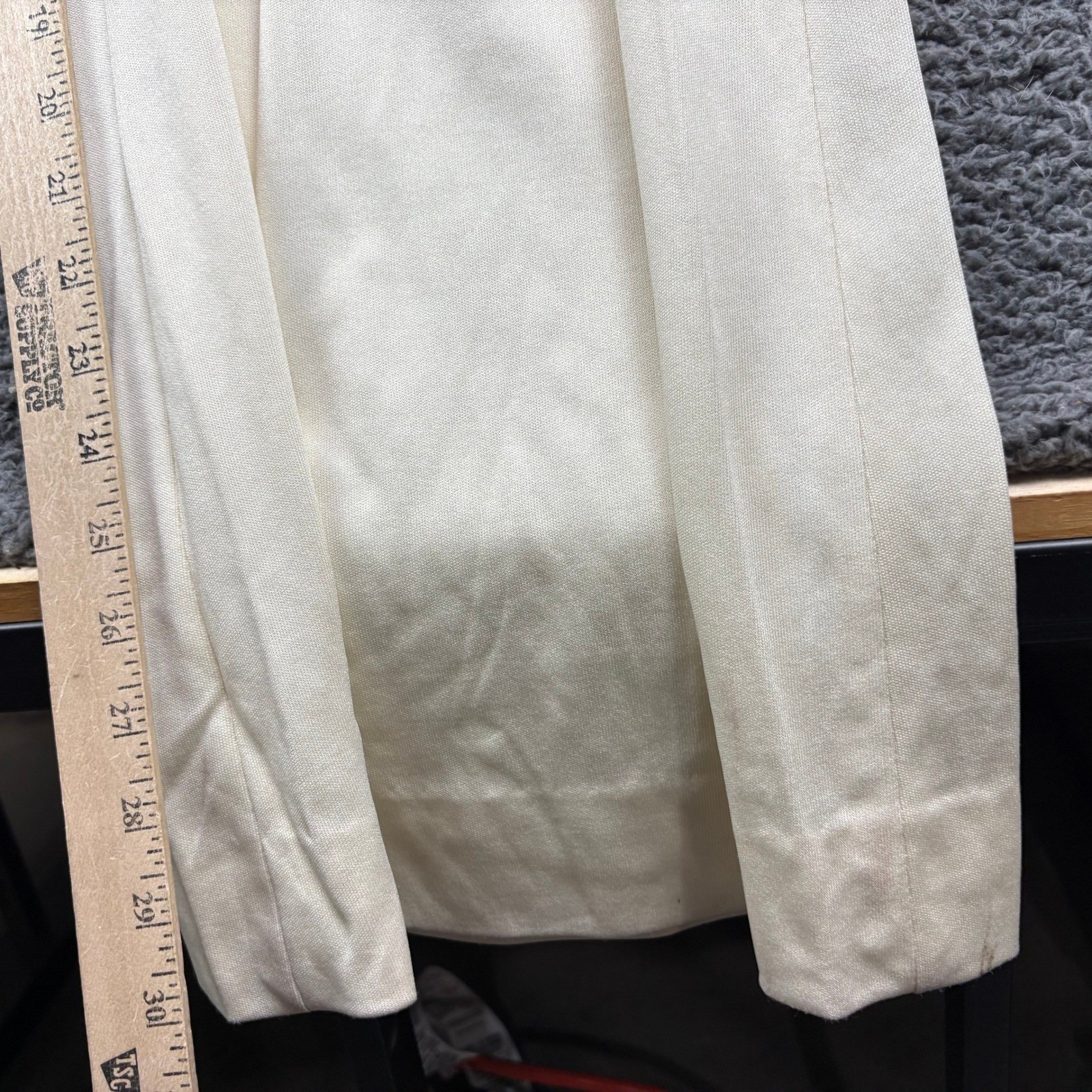 Frances Henaghan Vintage 70s Cream Wide Leg Jumpsuit Lace Up Smocked Womens