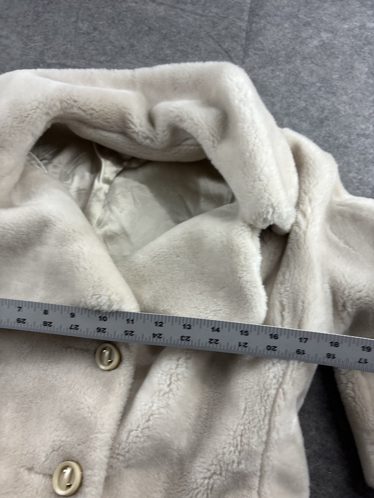 VTG 1950s Borgana Cream Faux Fur Coat Women M? Old Money Classy Elegant READ