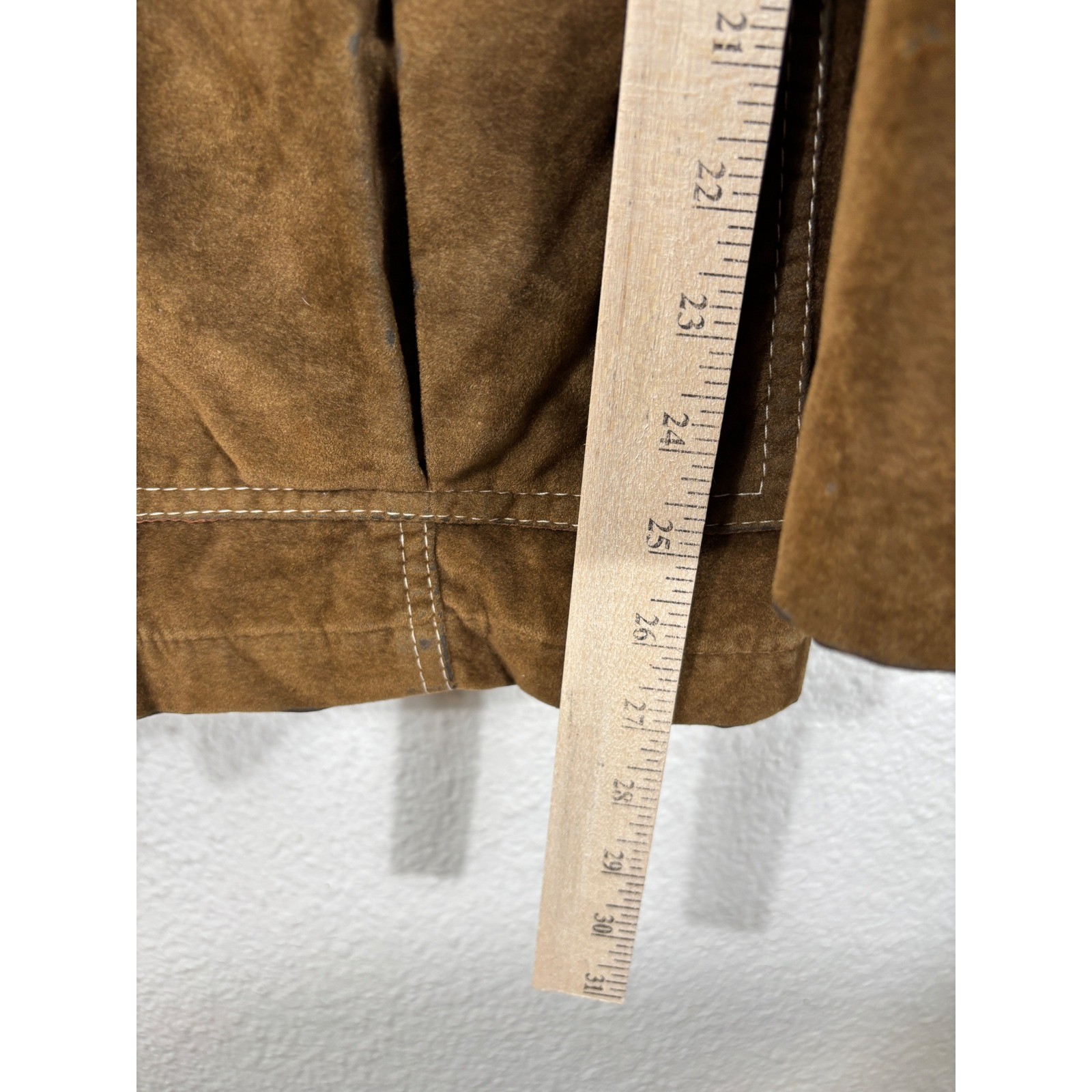 Milano Jacket Medium Brown Vintage 70s Suede Style Safari Utility