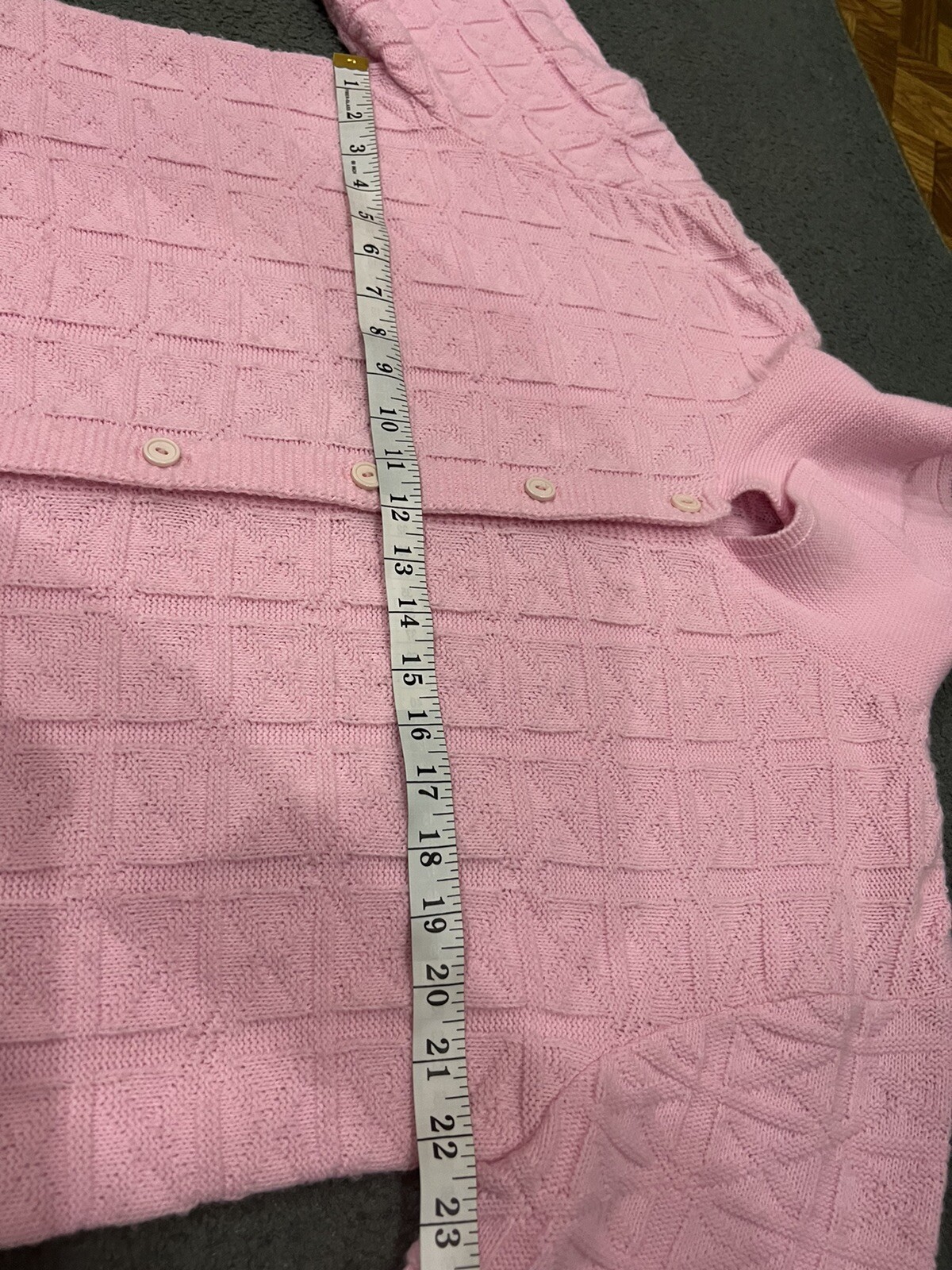 Vintage Billie Jo M Crochet Sweet Pink Long Sleeve Knit Cardigan Sweater USA