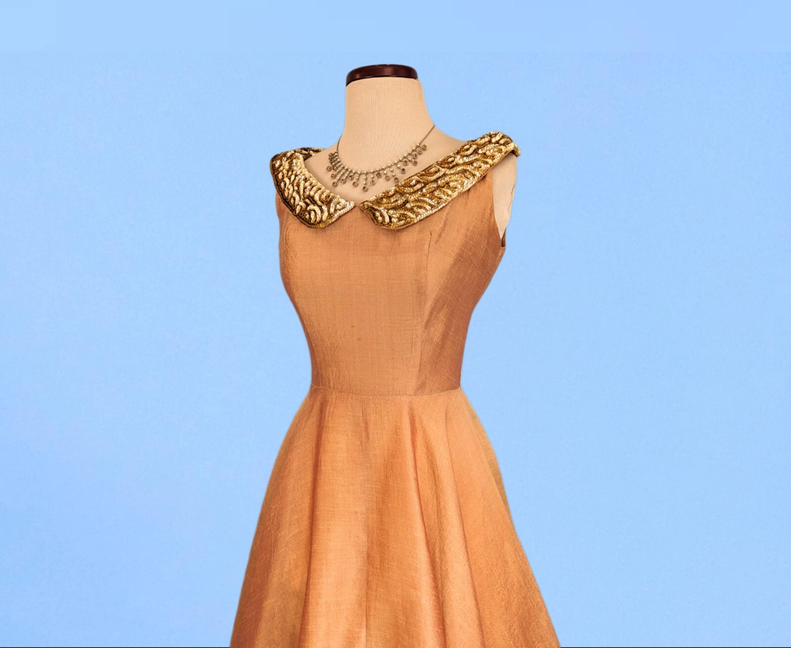 Vintage 1950s Iridescent Party Dress, 50s Full Skirt Evening Gown Prom Dress