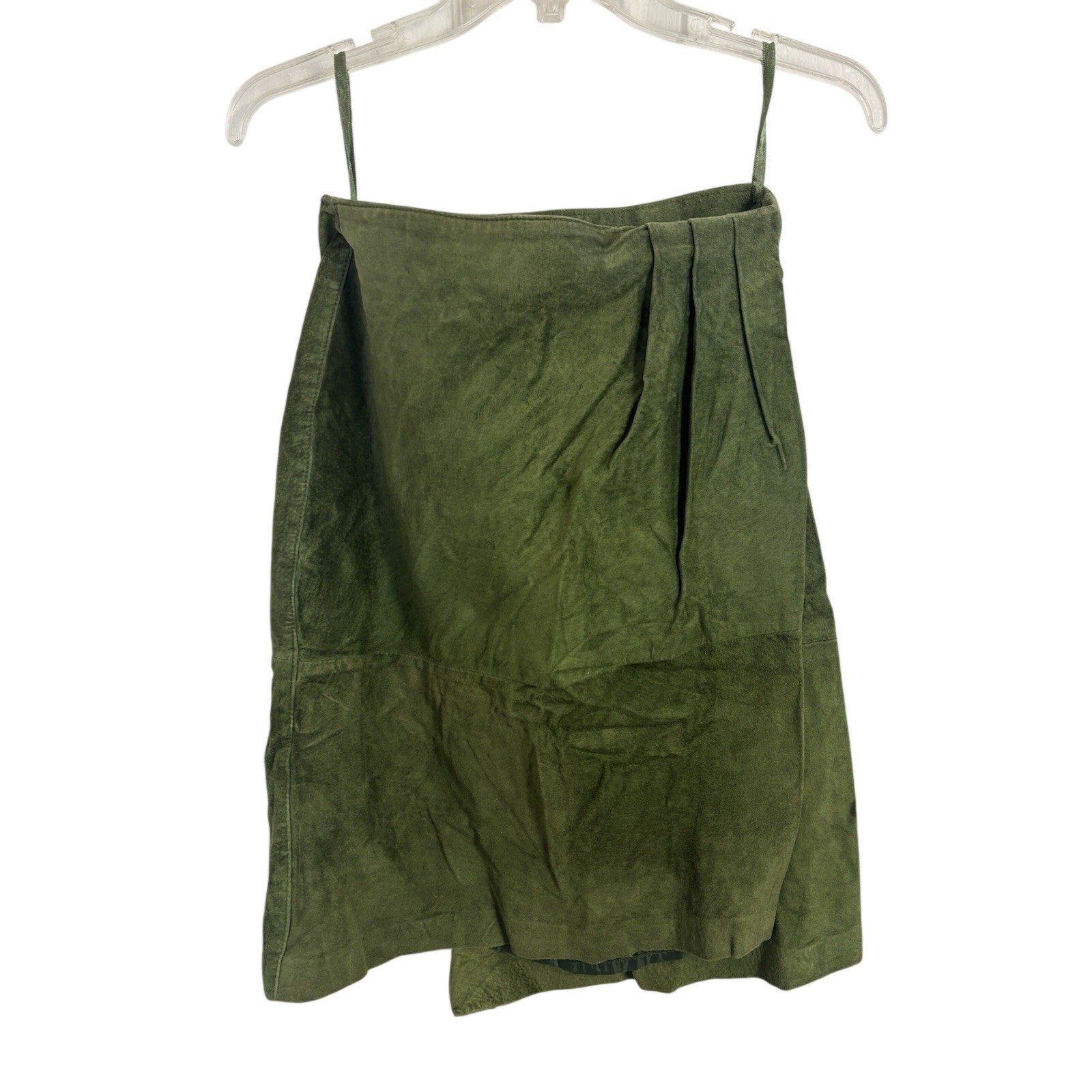 Vtg 80s Bagatelle Green Suede Leather Wrap Midi Skirt 10 Grunge Western Boho