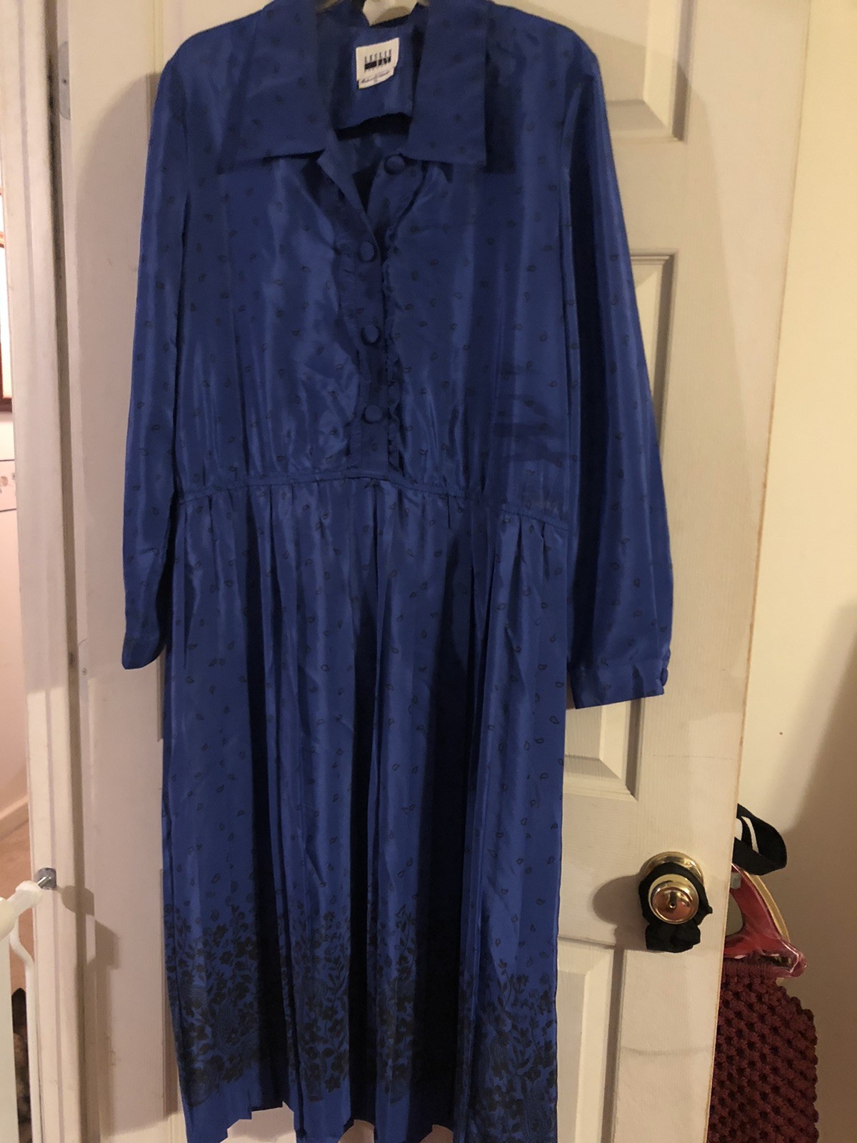 Vintage Women’s Blue Leslie Fay Dress With Matching Belt Size 16