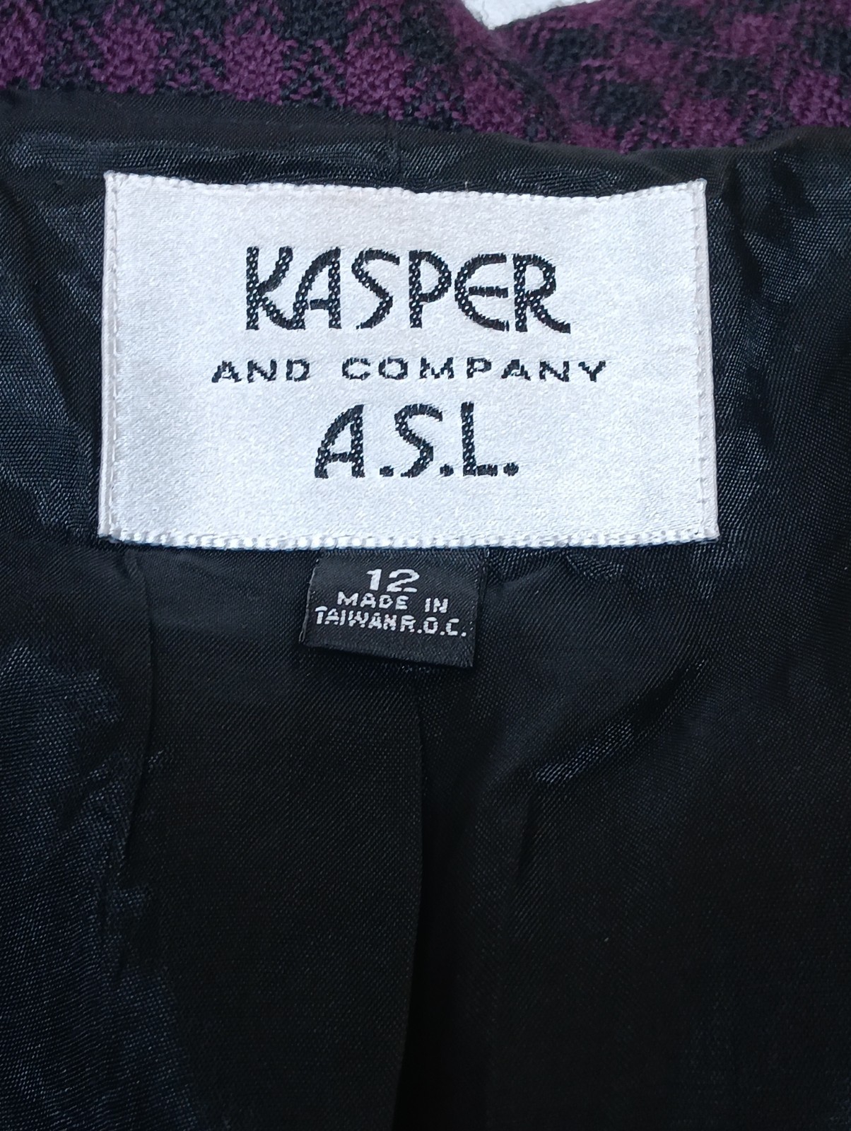 Kasper For ASL Vintage 80s Women’s Wool Gingham Blazer Jacket Size 12 Large L