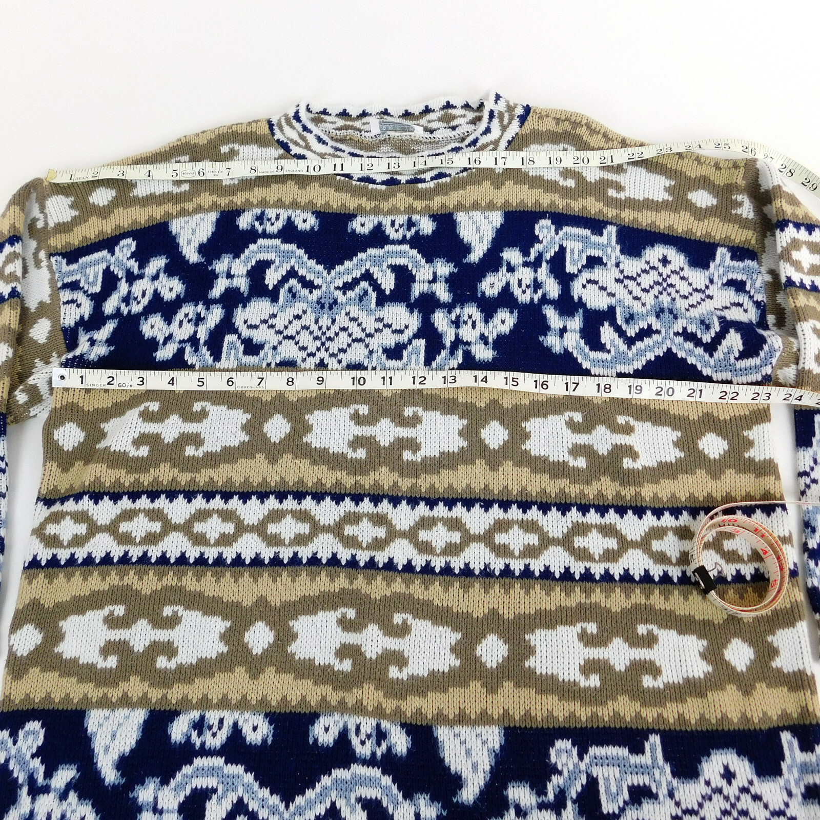 Arielle Vintage Womans Large Geometric Crew Neck Pullover Sweater USA Acrylic