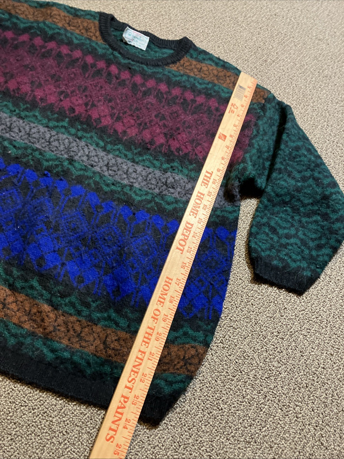 Vintage Early 1980’s Benetton Sweater Green Blue Black Purple Made in Italy