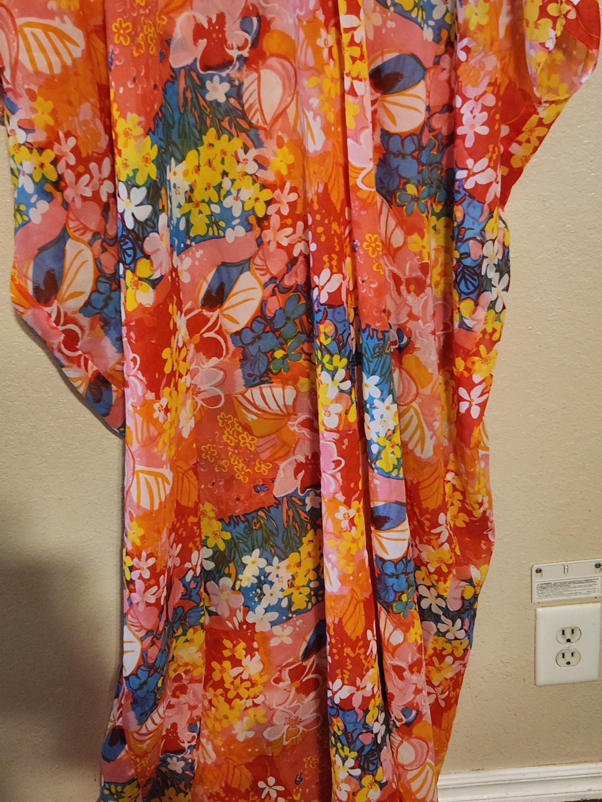 Vintage 60s Mod Bright Floral Print Kaftan Mumu Hippie Dress By Leo Naroucci HTF