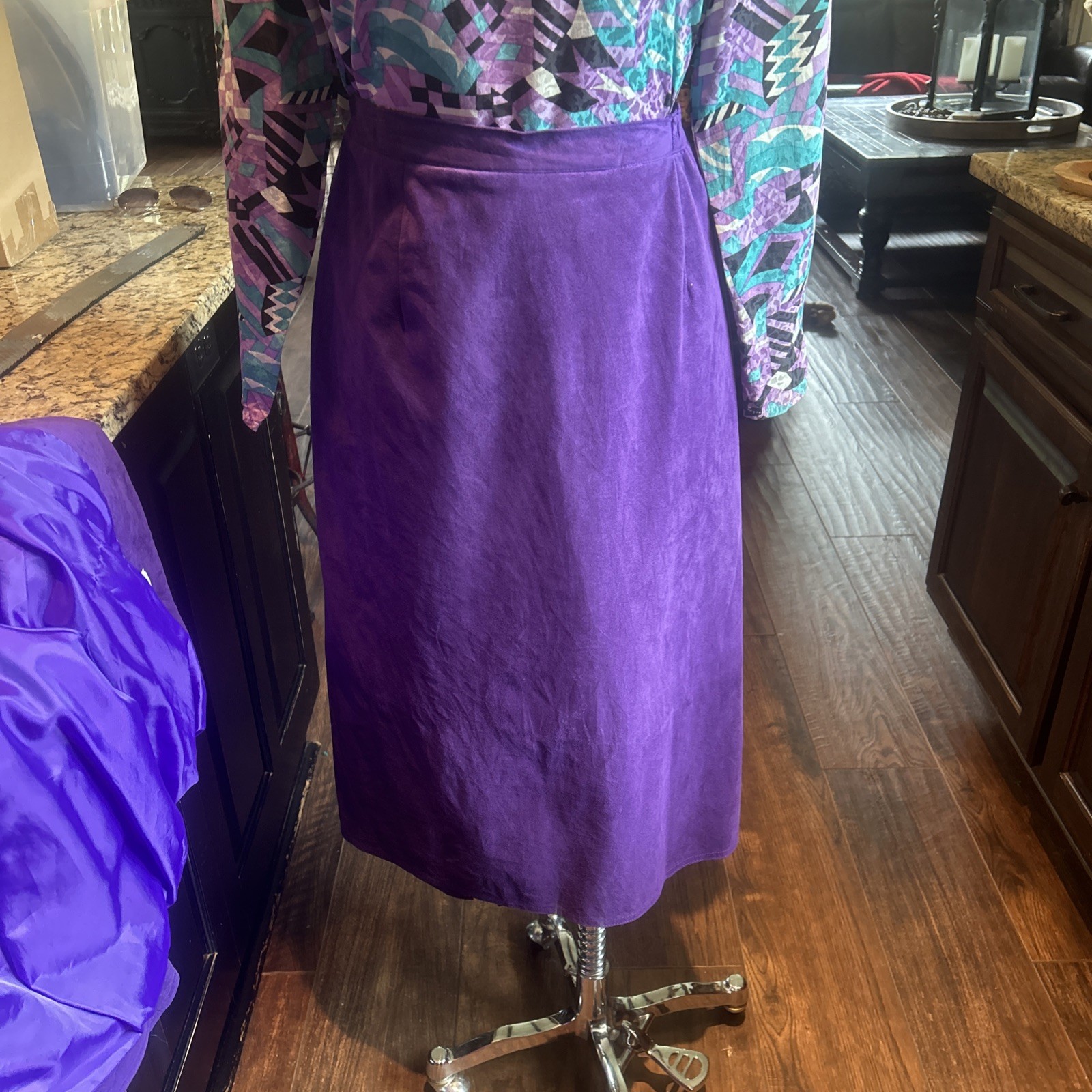 Vintage Count Romi Sz 12 Purple Ultrasuede Skirt Suit w Blouse GVC