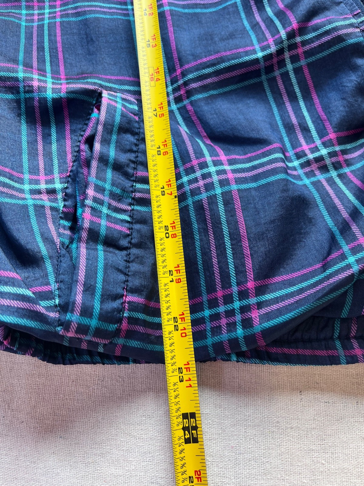 Vintage Pro Spirit Windbreaker Jacket Plaid sz M Navy 90’s Tracksuit Retro Nylon