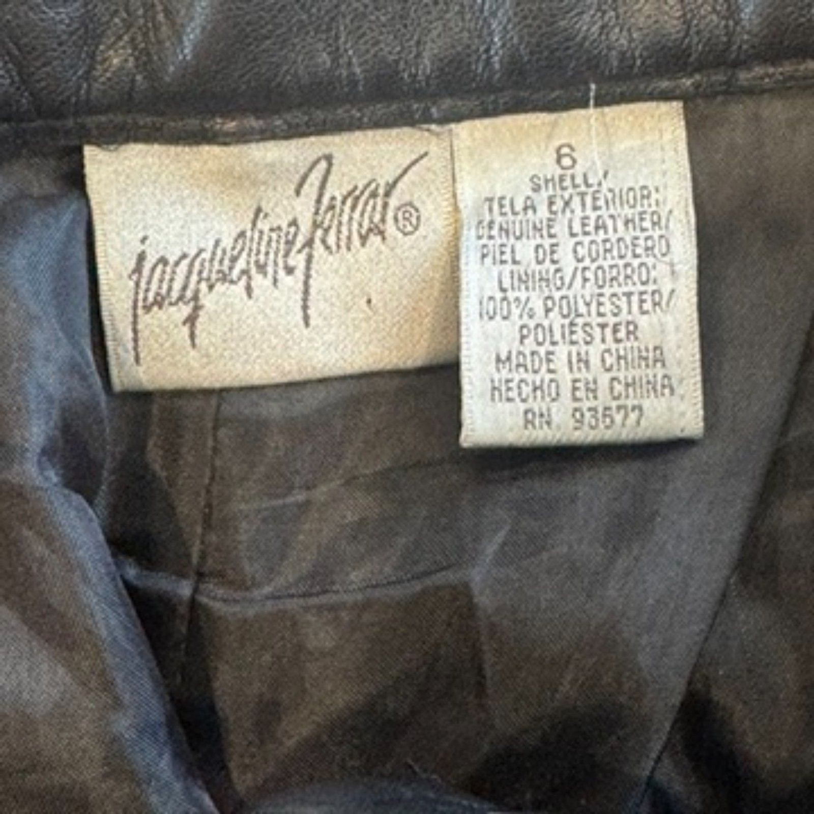 Vintage Jaqueline Ferrar Black Leather Pants Straight Leg Size 6
