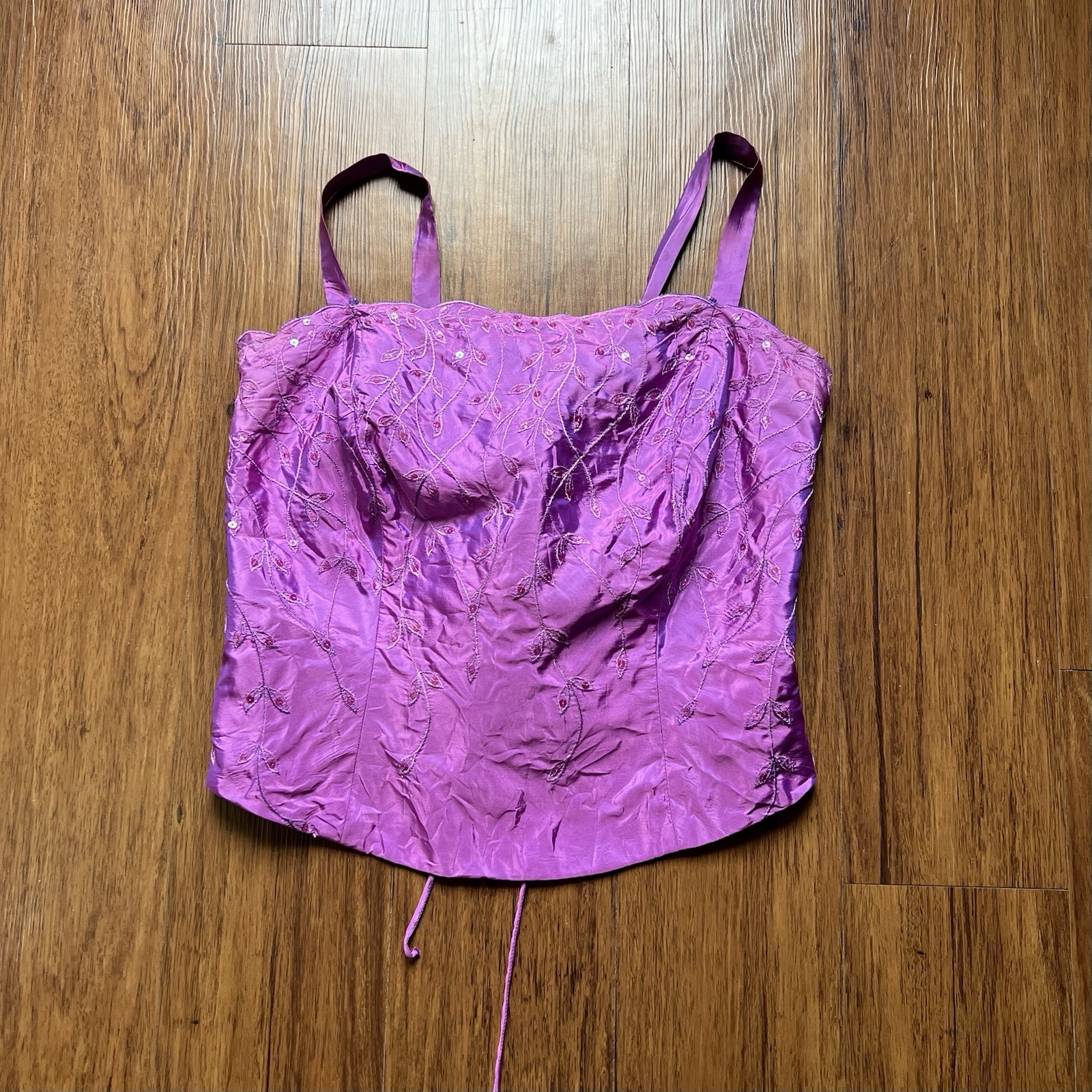 Vintage Dave & Johnny Corset Top Purple Iridescent Evening Embroidered Sequin 14