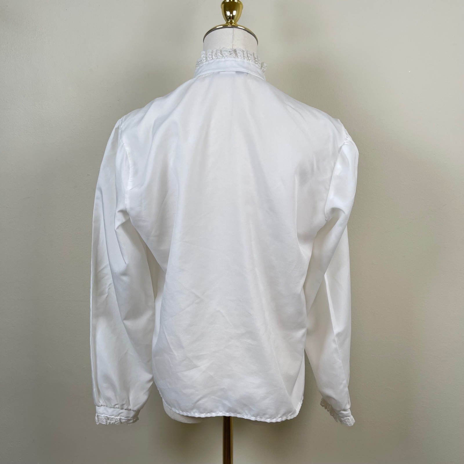 Vintage Rhapsody Blouse Womens M White Lace Ruffle Victorian Edwardian Coquette