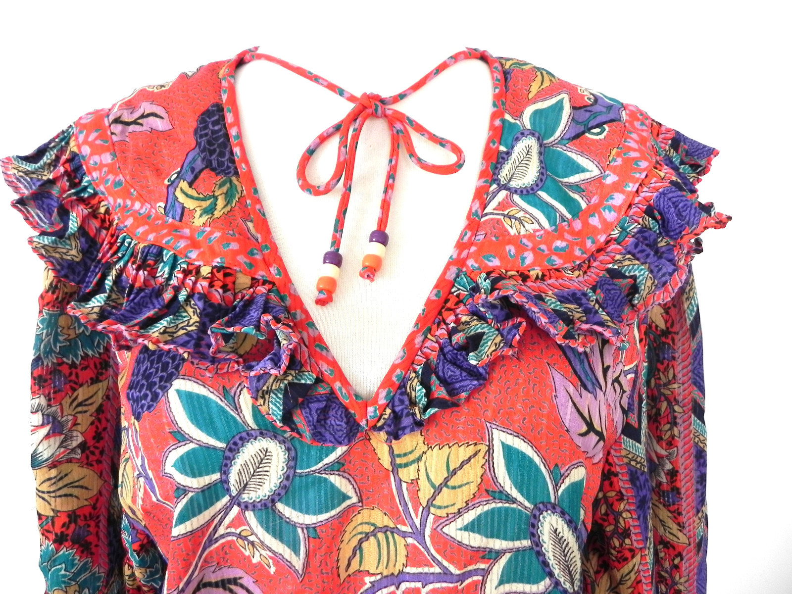 Vtg Neiman Marcus Susan Freis 2pc 3/4 Sleeve Top/Maxi Skirt Poly Chiffon Size S