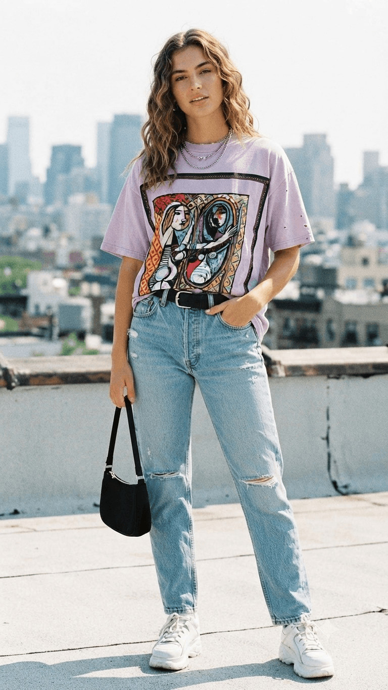 Vintage Pablo Picasso Art T-Shirt Girl Before A Mirror 1932 Print Tee USA Grunge