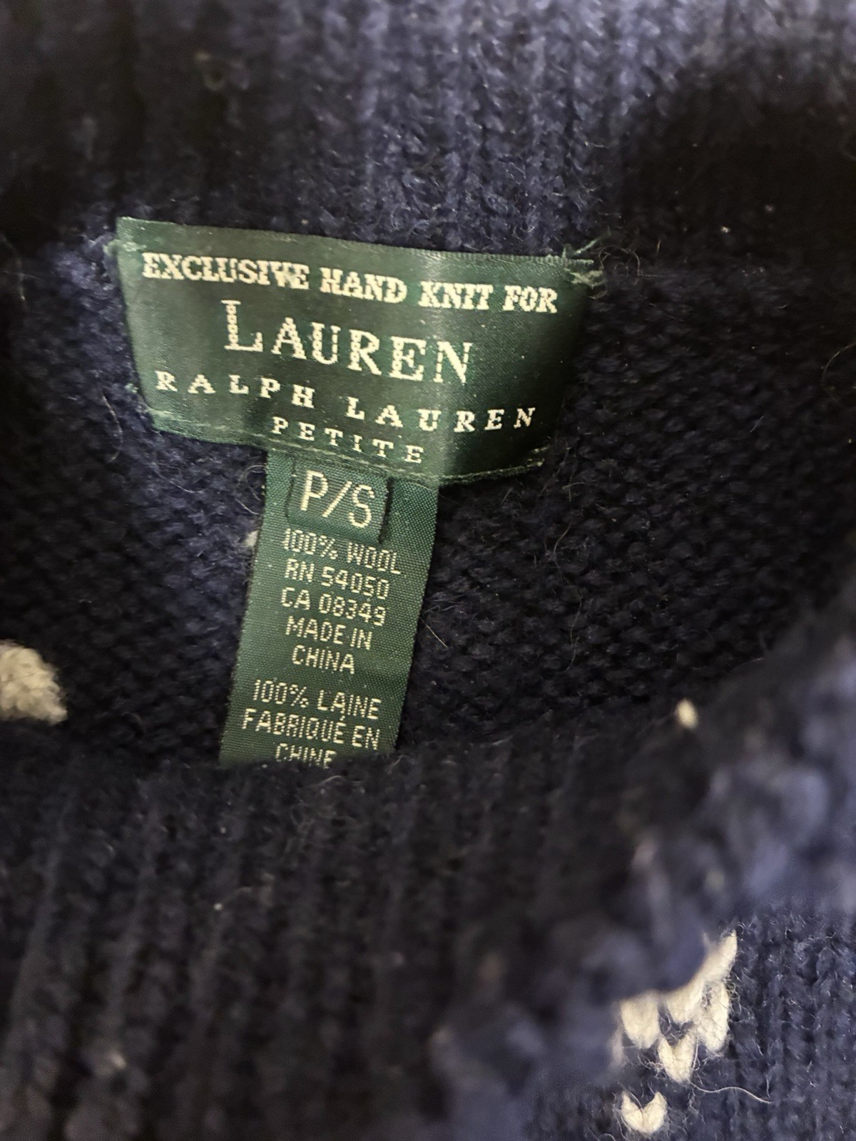 VTG Lauren Ralph Lauren Exclusive Handknit Dog Trees Ski Nordic Wool Sweater PS