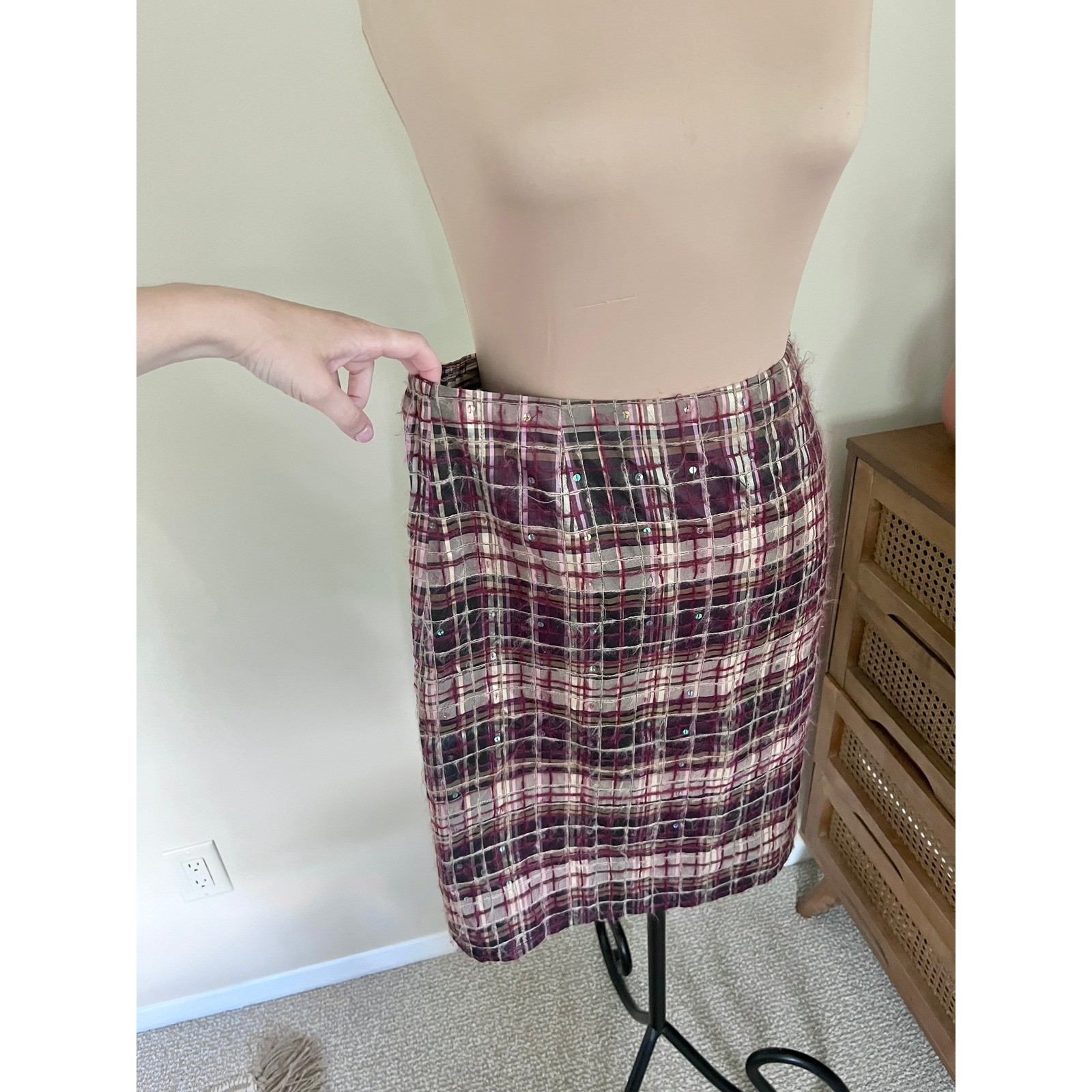 Vintage Y2K Focused By Shani Silk Plaid Skirt
