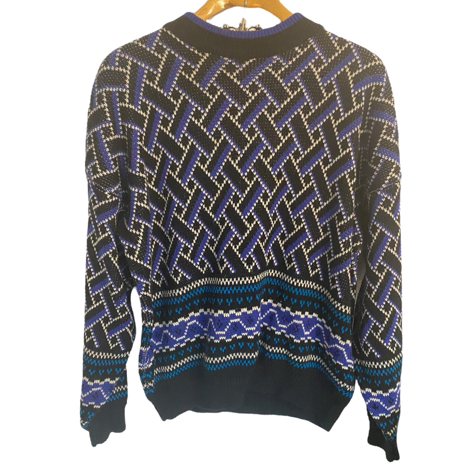 McGregor Knit Fisherman Sweater VTG XL Geometric Crewneck Pullover Abstract
