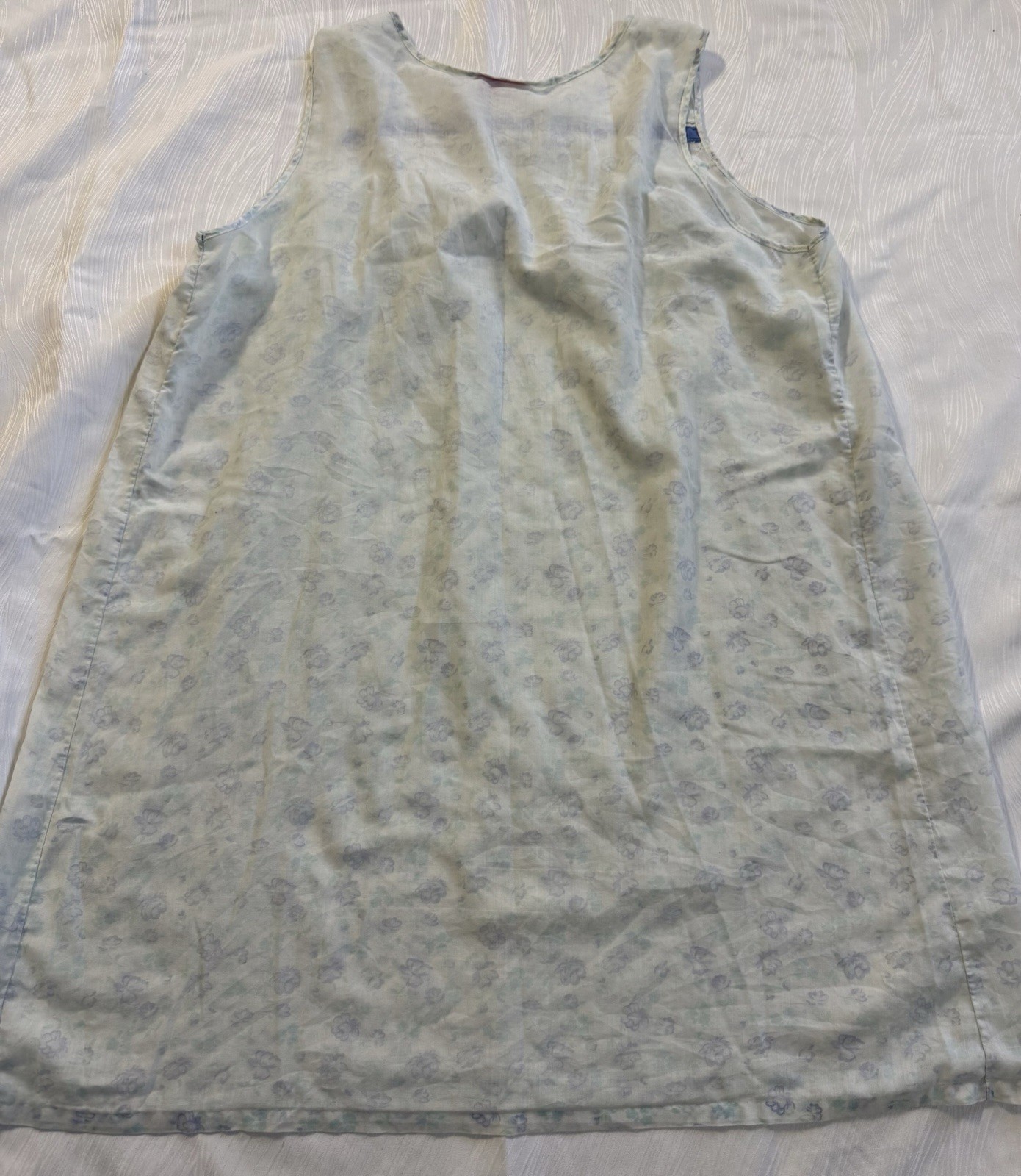 Vtg Just for Women Blue Floral Sheer Lace Nightgown Cottagecore Sleepwear 80’s