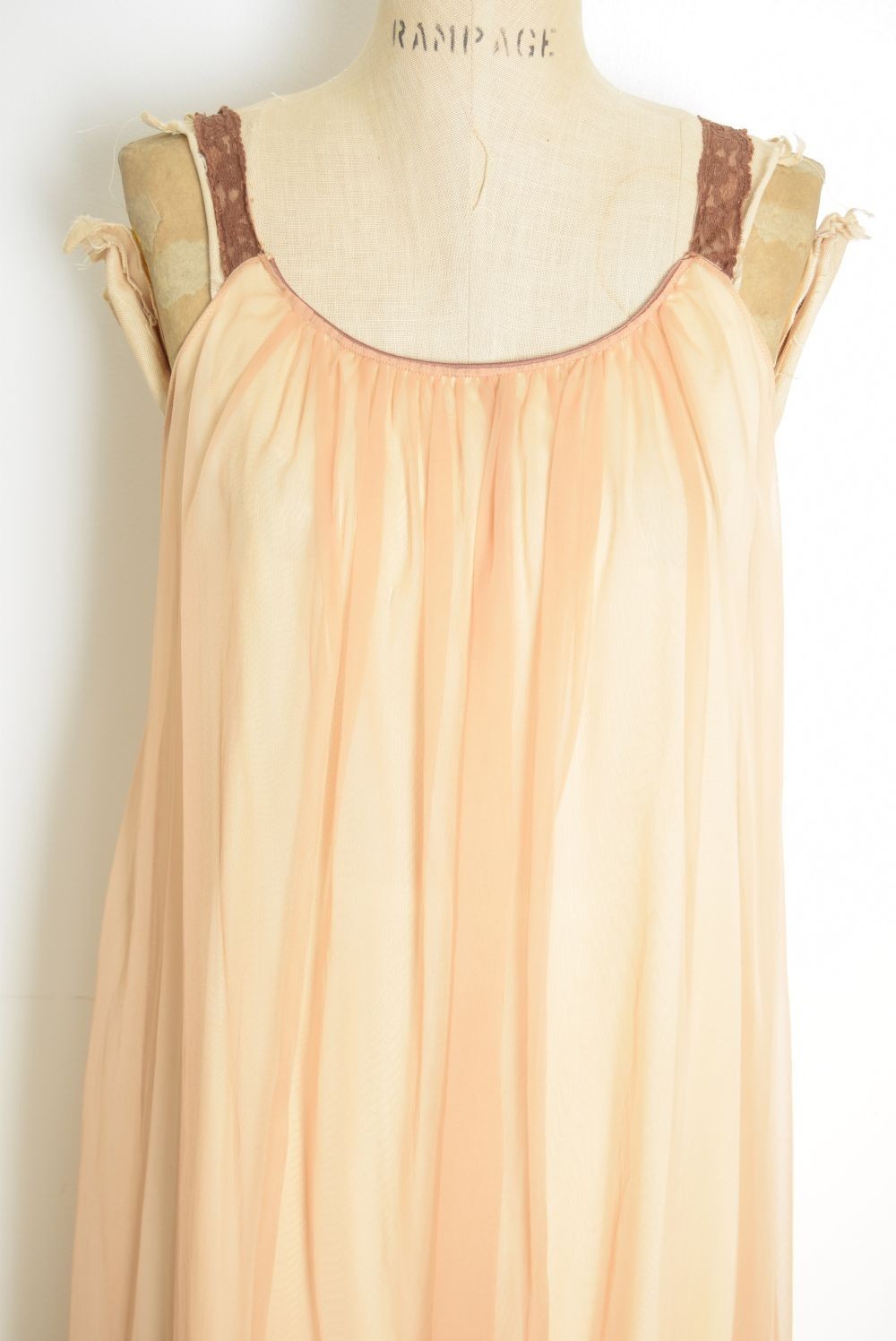 vintage 60s 2pc nightgown peignoir set chiffon lace Jenelle lingerie robe M