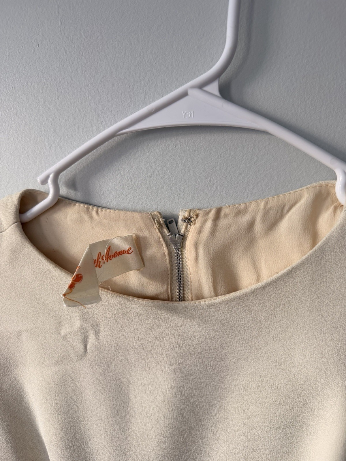 Saks Fifth Avenue 1950’s Cream Dress With Button Accents Small Zipper Back
