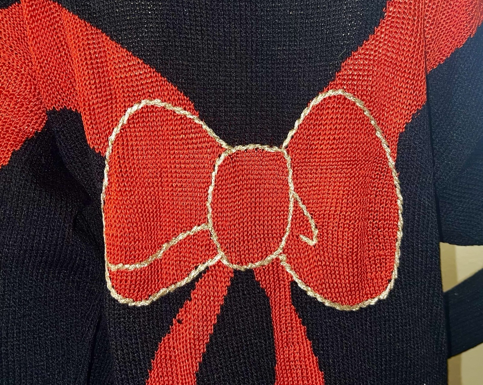 Vtg Maurada Flapper Girl Christmas Embellished Pearl Oversize Sweater Whimsigoth