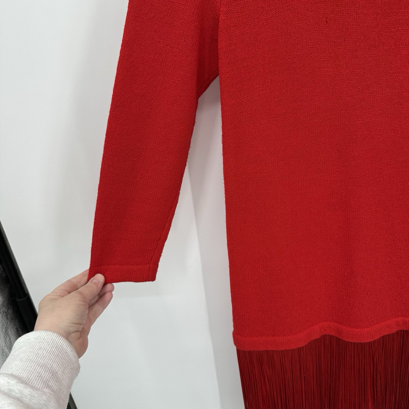 vintage fringe hem SWEATER DRESS red MP santana knit mod retro cocktail 80s 90s