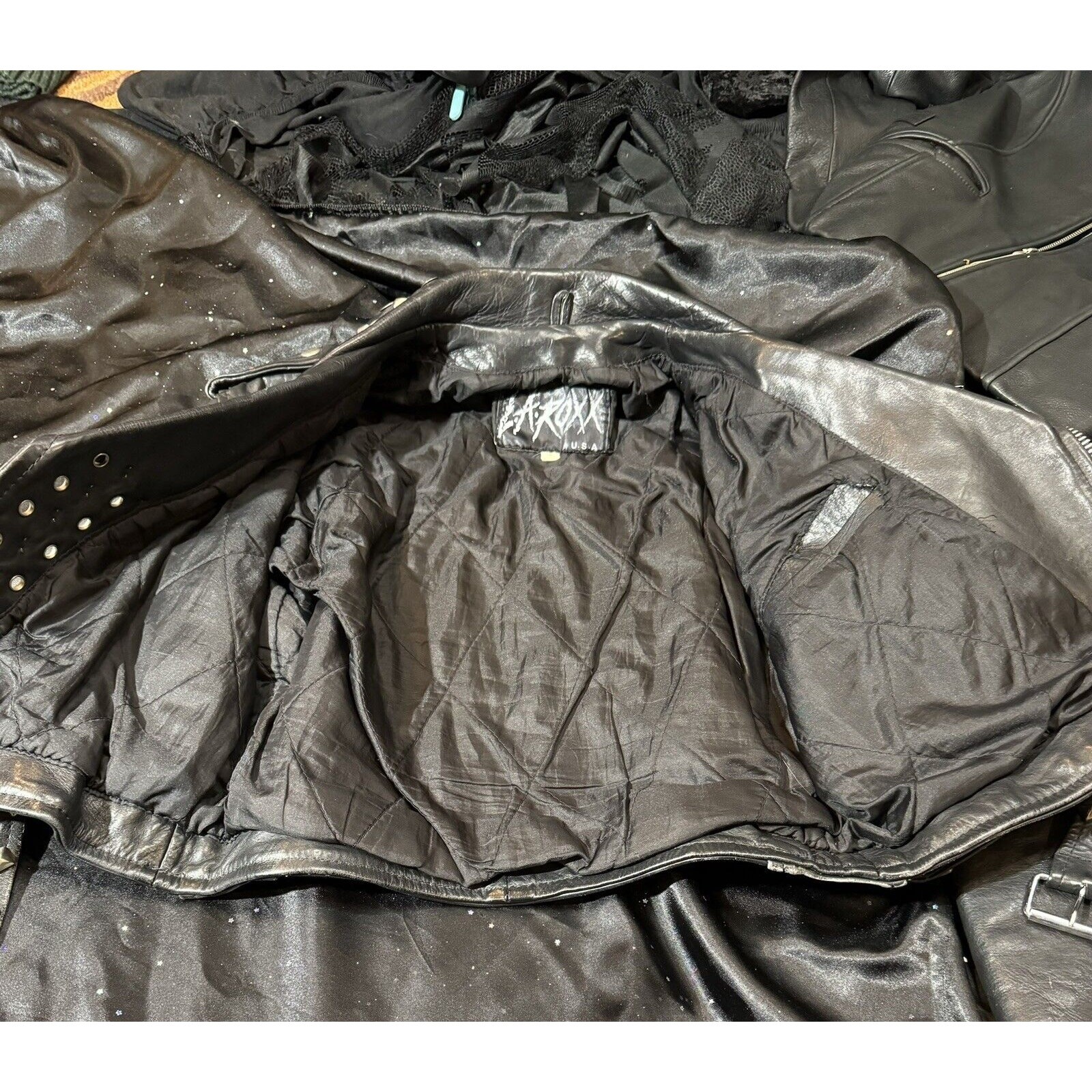 Vtg Nightmare Before Christmas Cropped Studded Leather Jacket Hand Painted Jack