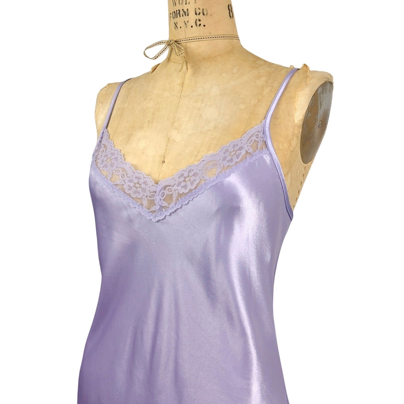 90s Gilligan O’Malley Satin Slip Dress Coquette Angelic Lavender Midi Vintage