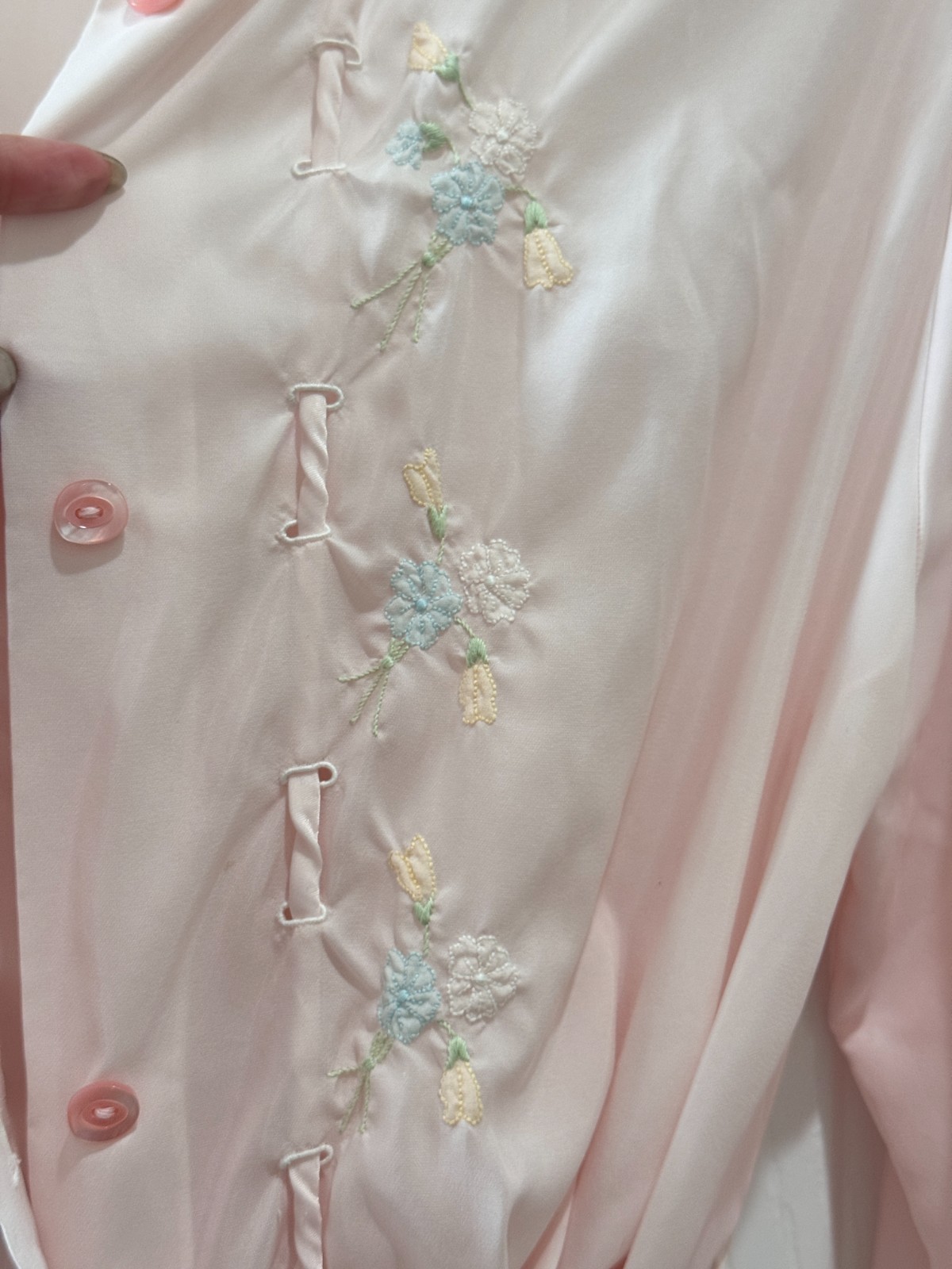 Vintage 70s 80s Corhan Noumair Pink Peignoir Set Embroidered Lace ILGWU USA S