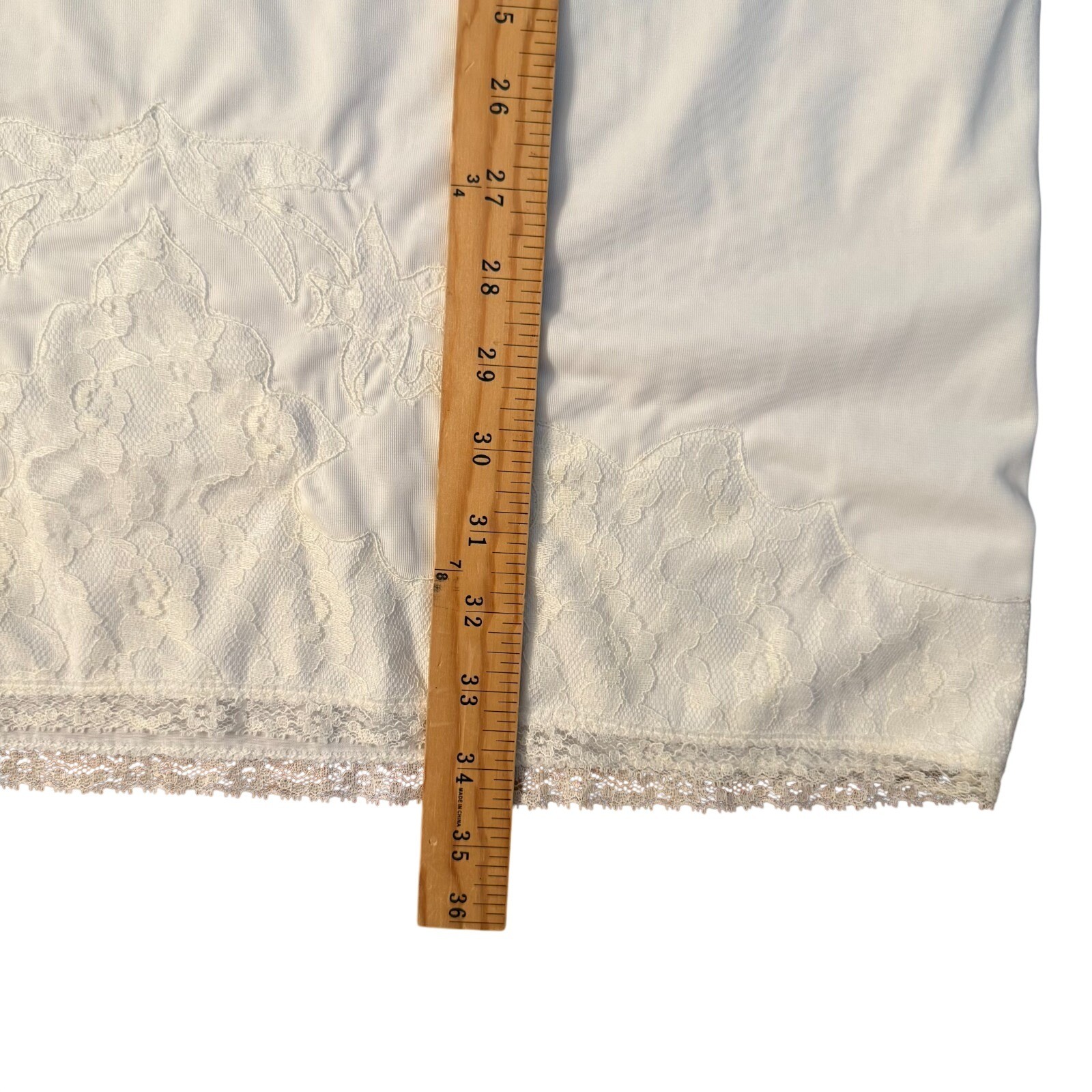 1960s Movie Star Full Slip White Nylon Tricot Lace Trim Sz Large USA