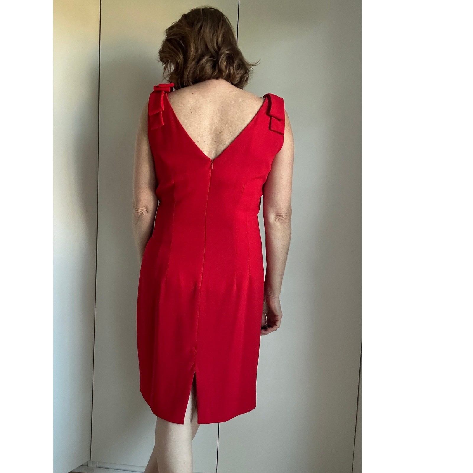 VTG Red Cocktail Dress Women Size 14 Fitted Party Dress Formal Evening Wedding
