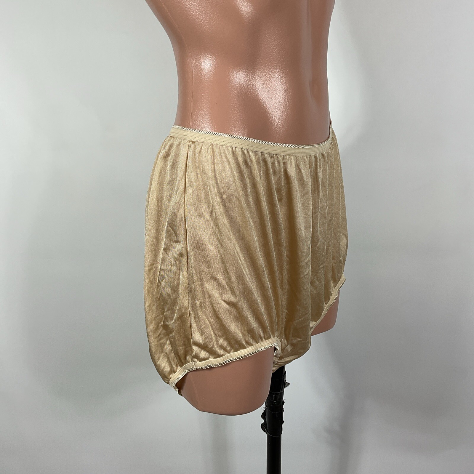 Silky Nylon Sissy Panty Slippery 9/XXL Beige Mushroom Brief Granny Underscore
