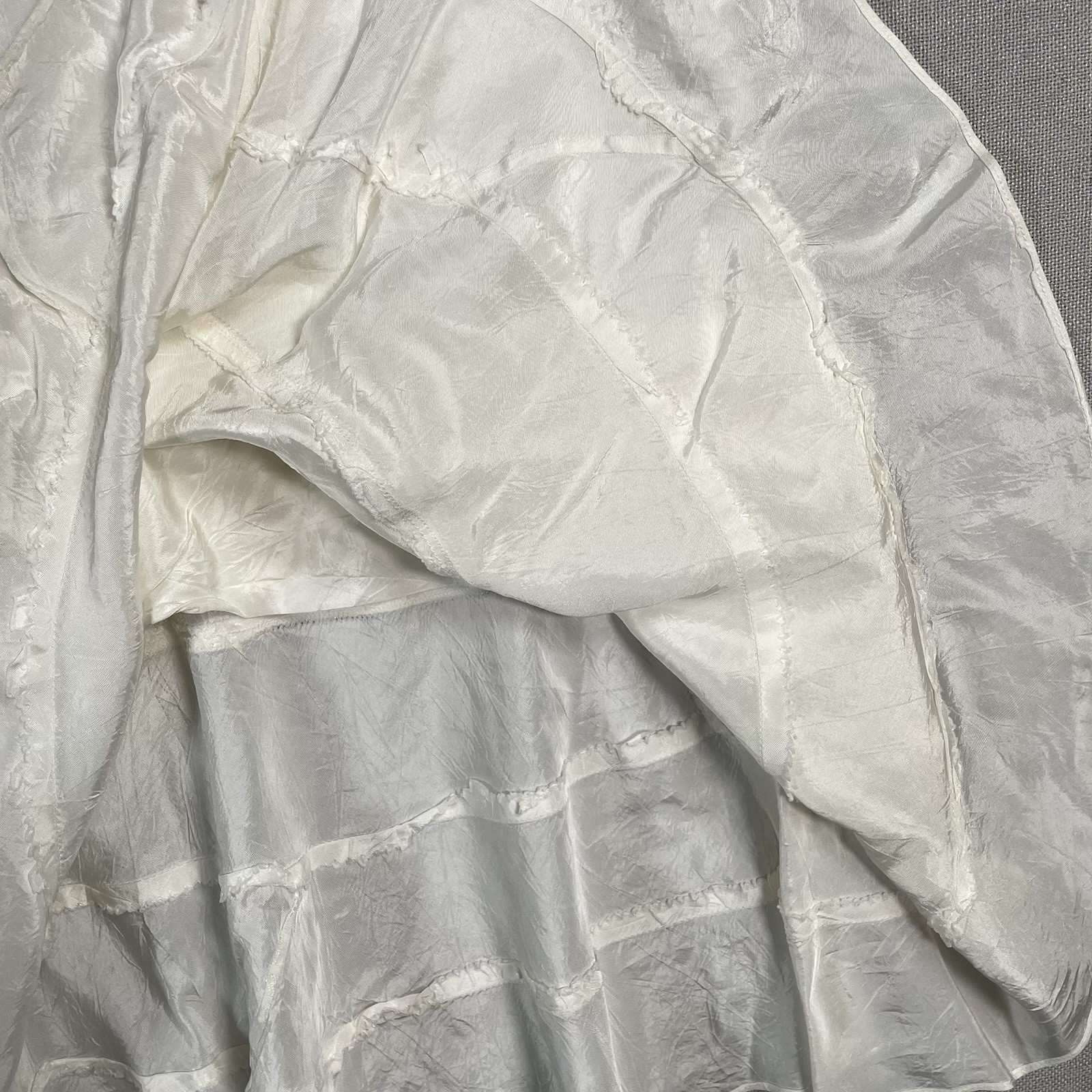 VINTAGE 40s Tiered Petticoat Womens Size Small XS Rayon White