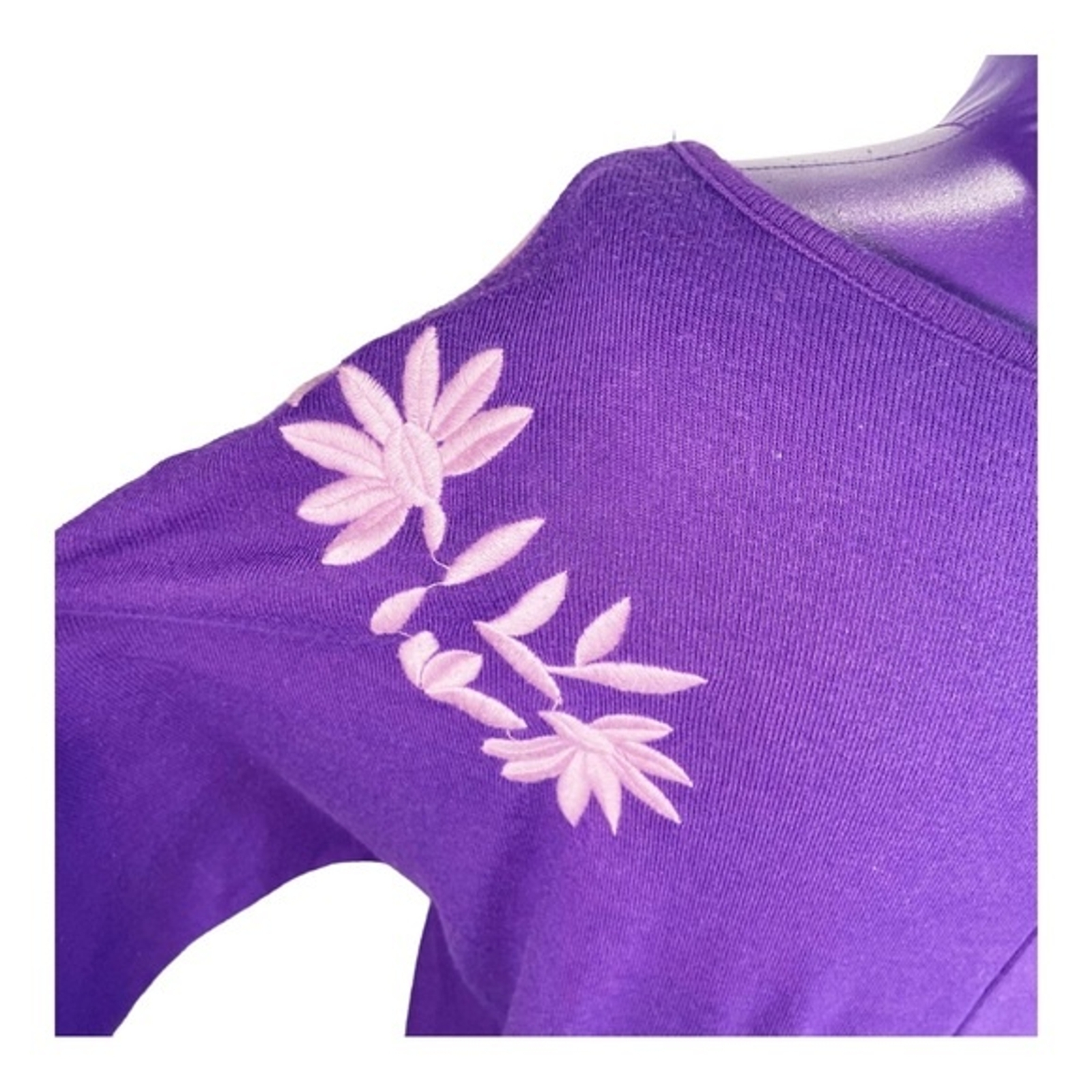 Carol Rose vintage purple pink embroidered dolman scoop neck sweater S