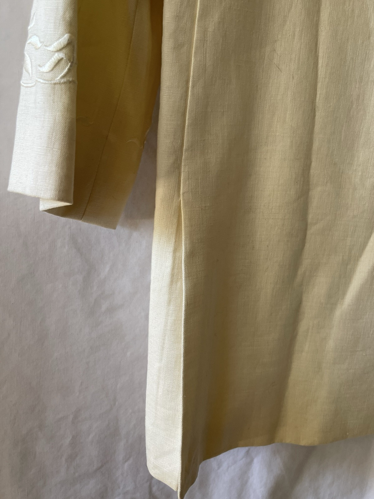 Vintage VALERIE STEVENS Pure Linen, 12, Cream Long Blazer Mandarin Collar NWT