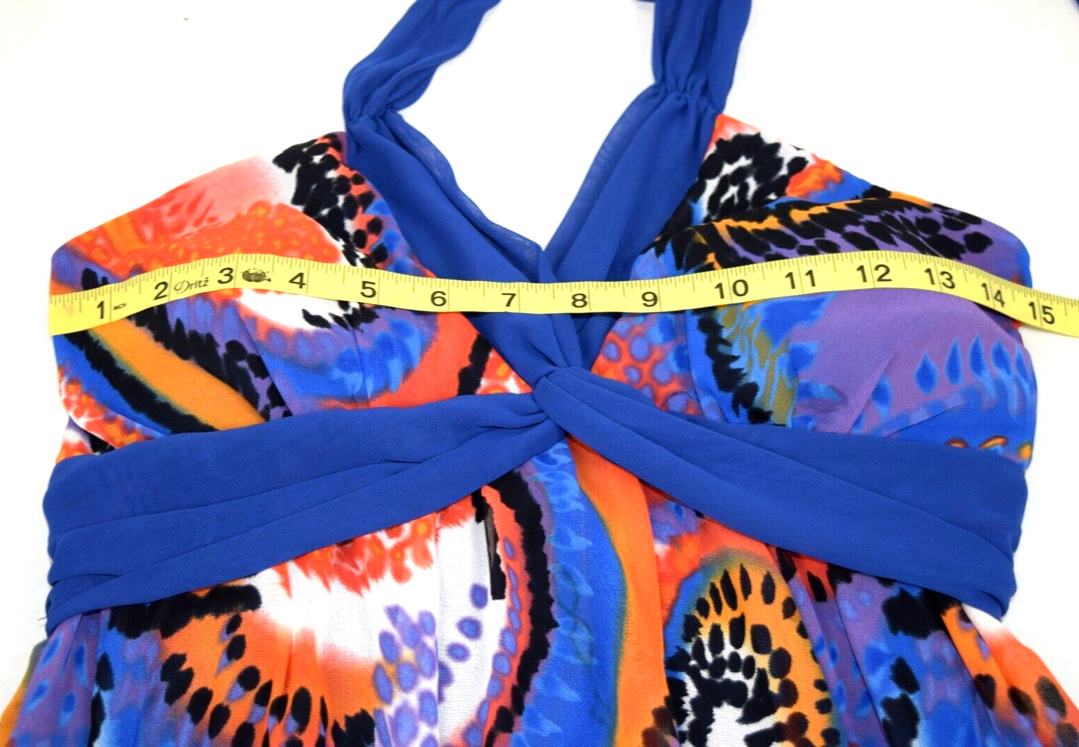 Vintage Halter Top Kitty Sexy Yet Classy Size S/M 90s Purple Blue Orange Swirls