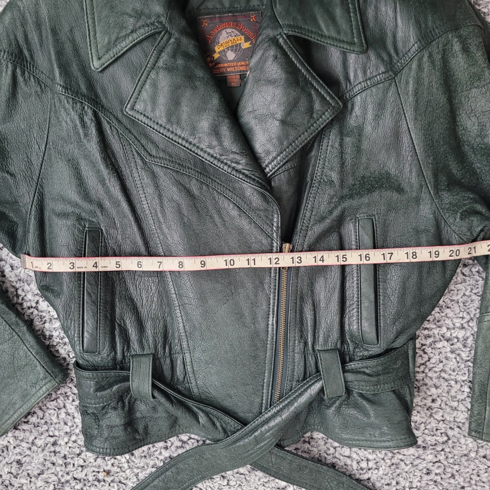 Vintage Adventure Bound Wilson’s dark green leather bomber jacket thinsulate
