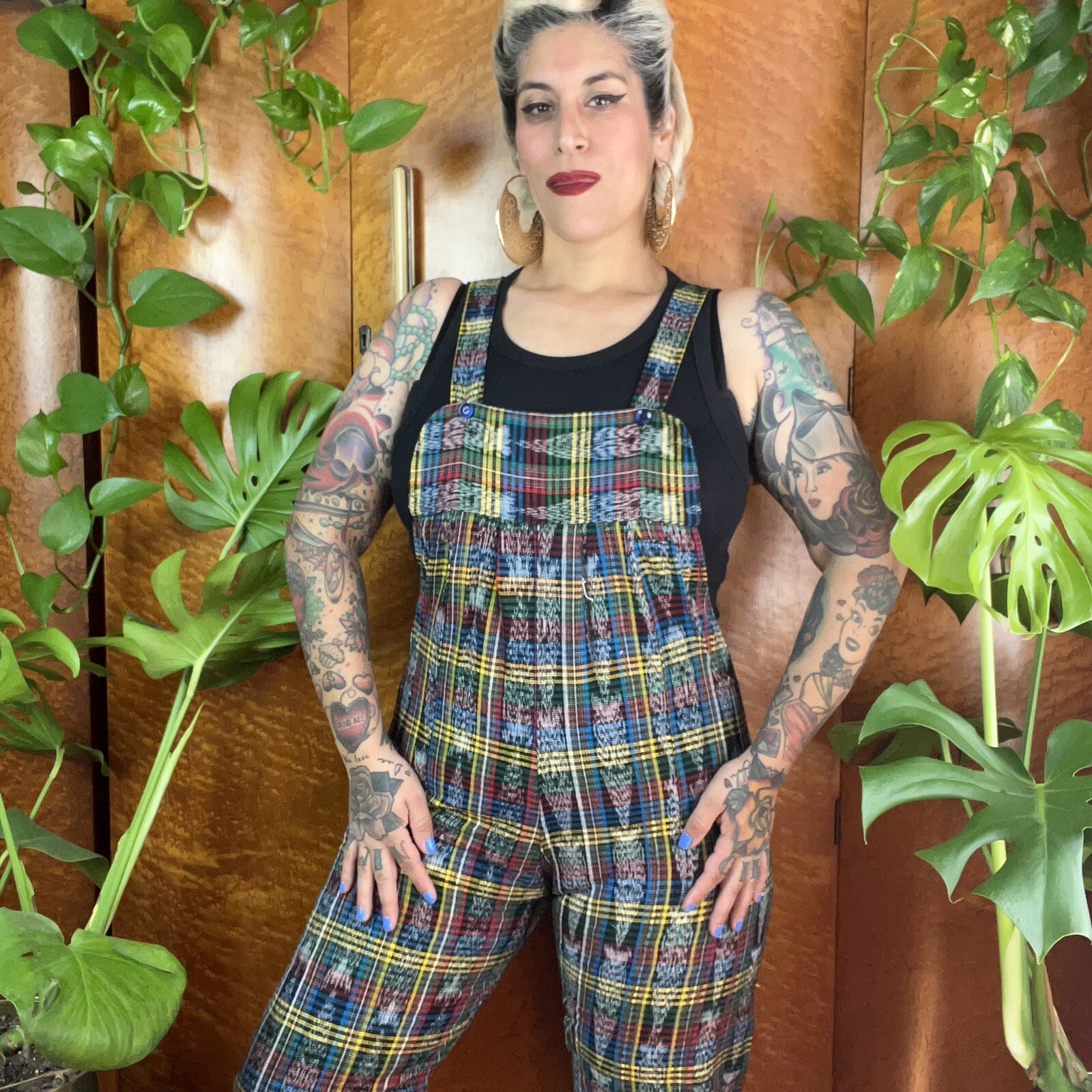 RAINBOW GUATEMALAN 1980’s 80s Vintage 1990’s 90s Petite Cotton Bib Overalls M L