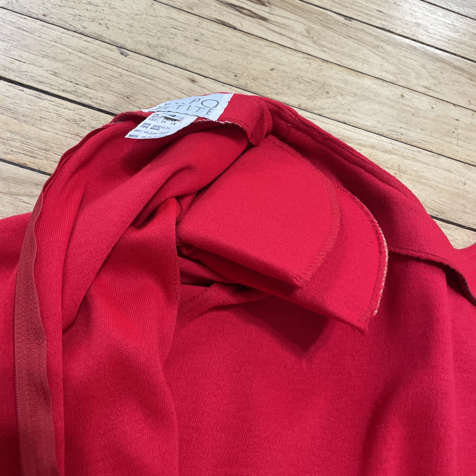 Expo Petite Vintage 1980’s Lace Trim Red Praire Dress Women 4 Wool Zip Made USA