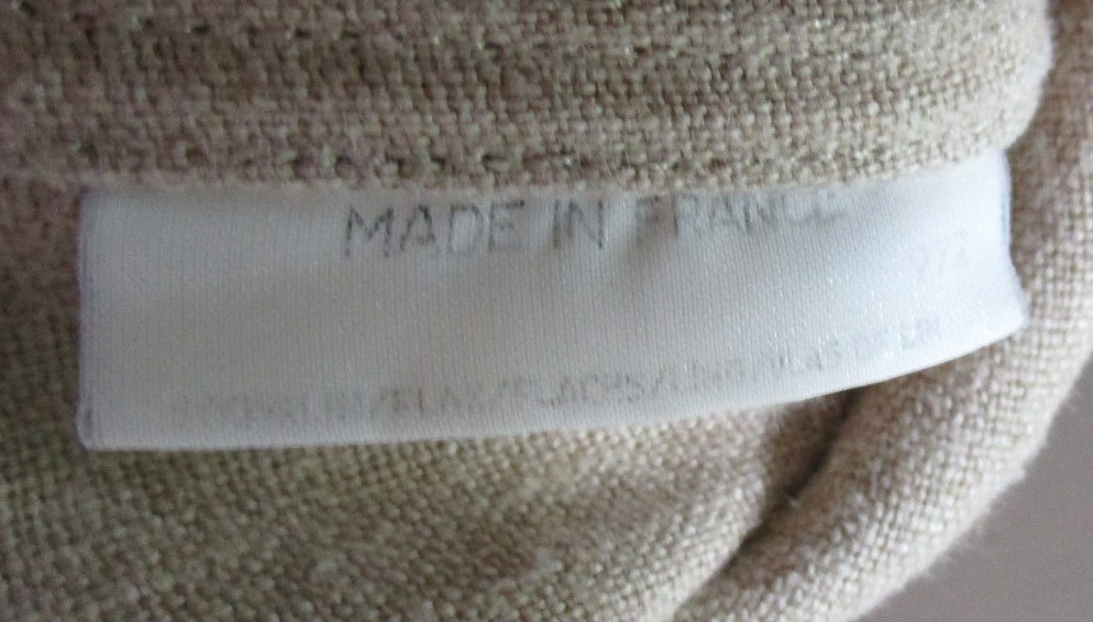 VTG XL L SONIA RYKIEL INSCRIPTION FRANCE TAN LINEN OVERSIZE UTILITARIAN JACKET
