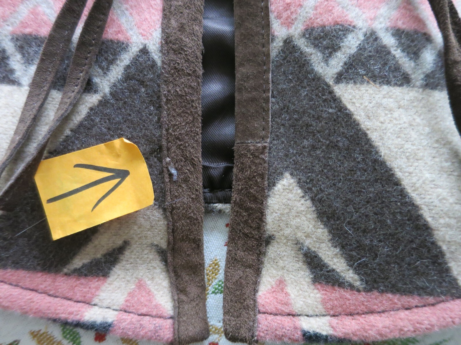 Vtg Pendleton Vest Wool Suede Trim Brown Beige Salmon Tassels Southwest Medium