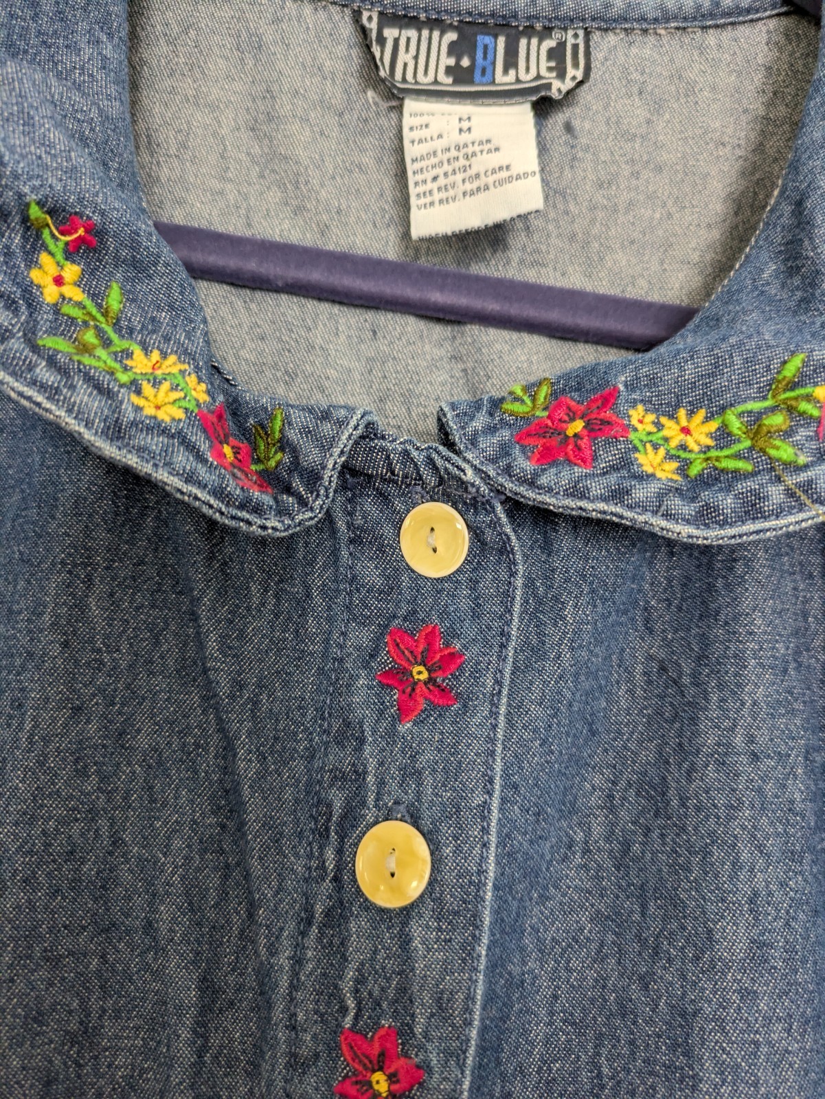 Vintage True Blue Coquette Y2k Cottagecore Maxi Denim Cotton Dress Size M
