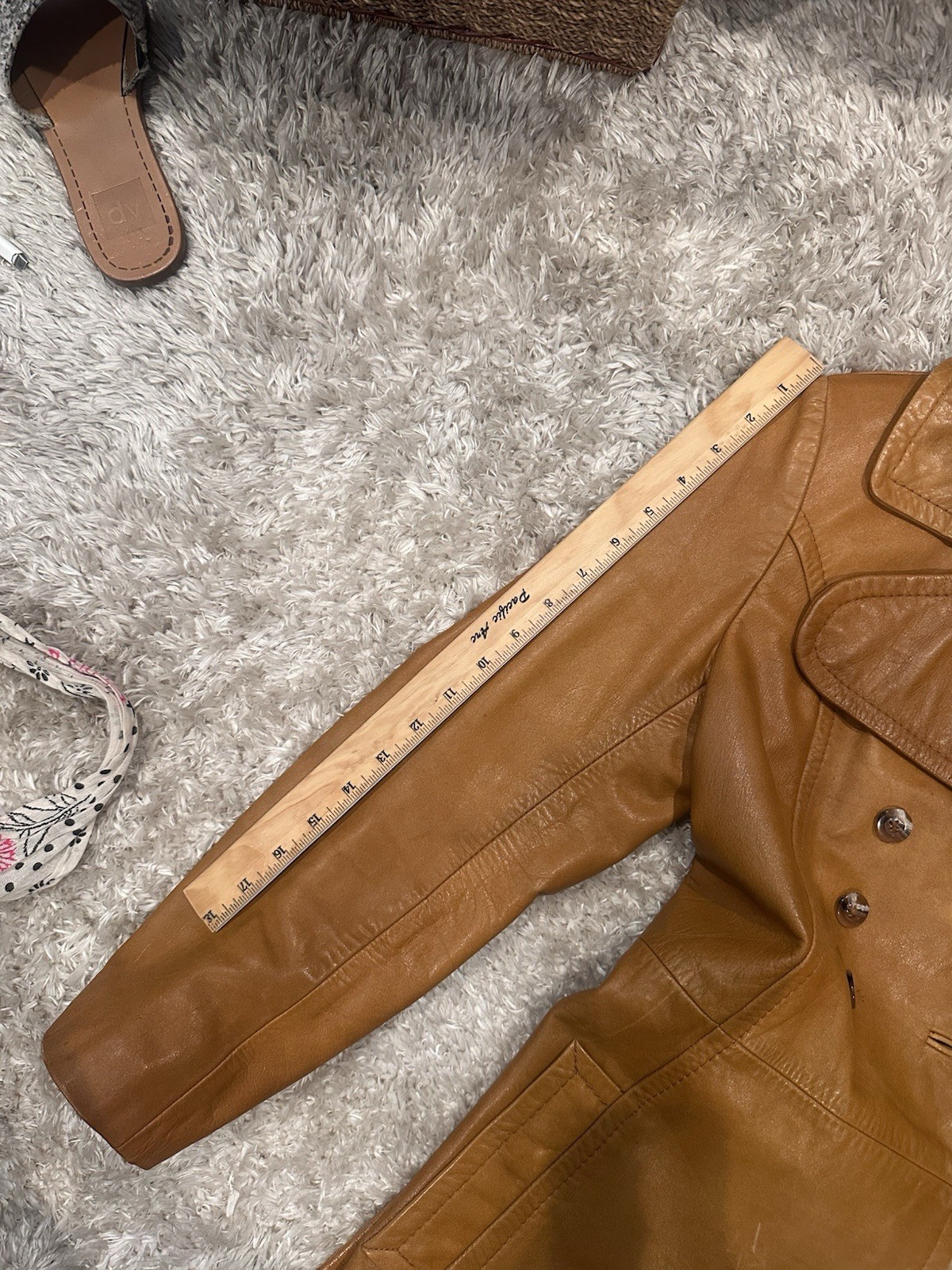 The Tannery Leather Tan Belted Double Breasted Coat Size 11/12