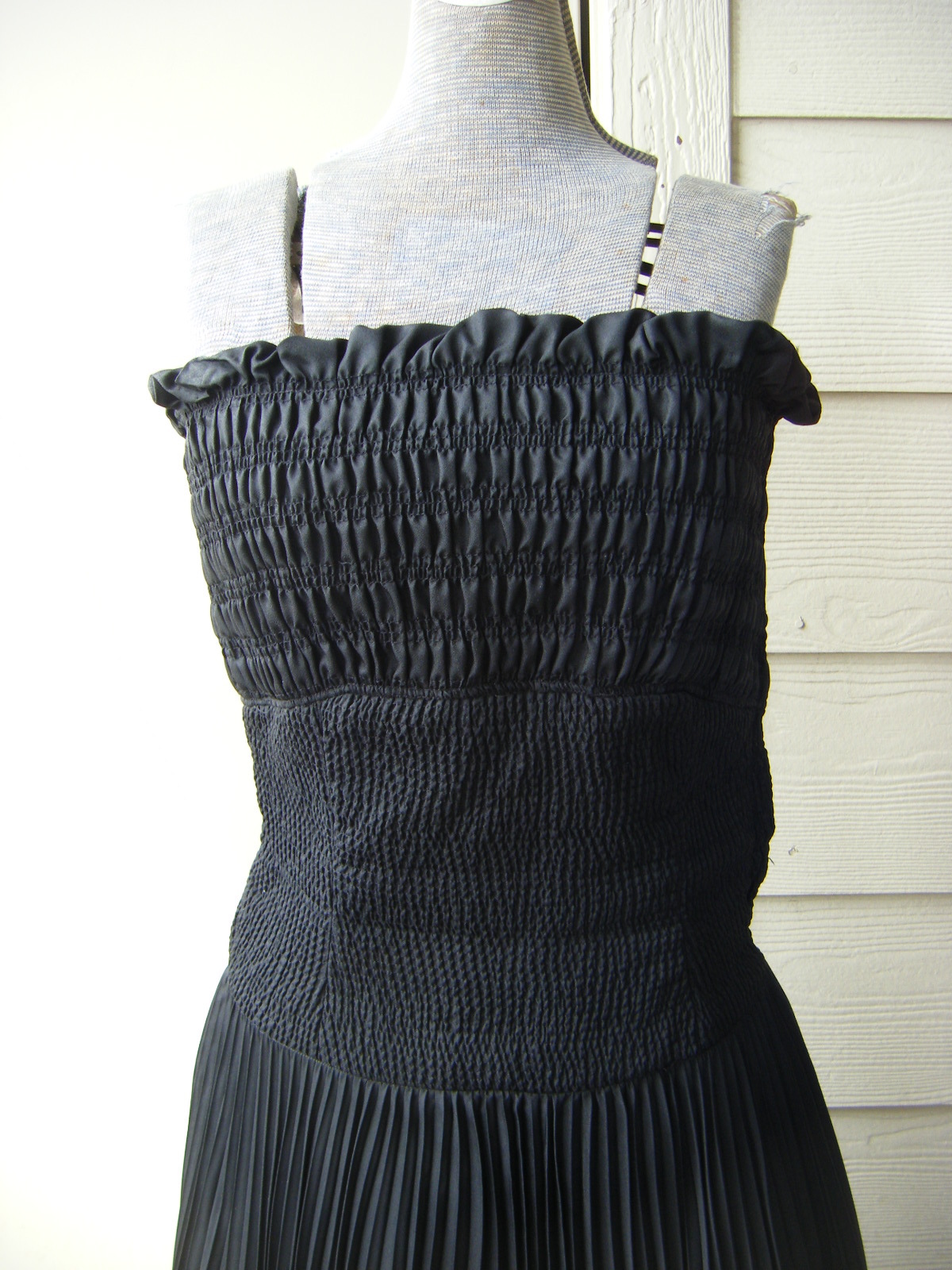 Dated 1946 „Lilli Ann” Strapless Ruffle Pleated Long Party Dress-Bust 36/S-M