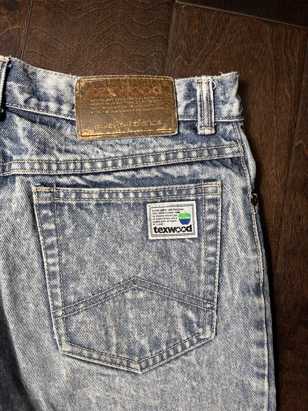 Vintage Textwood 1980s Acid Wash Jeans Blue Denim Sz 28×39 Y2K
