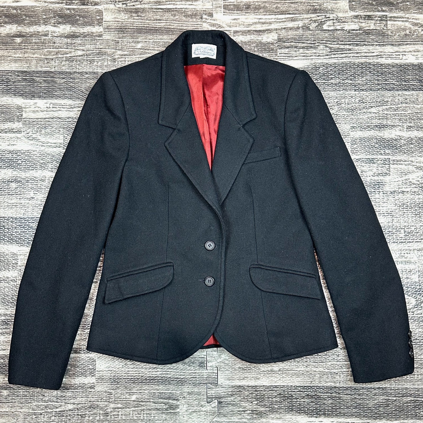 THE VILLAGER Vintage Black Wool Blend Classic Lined Blazer Jacket Sz 6