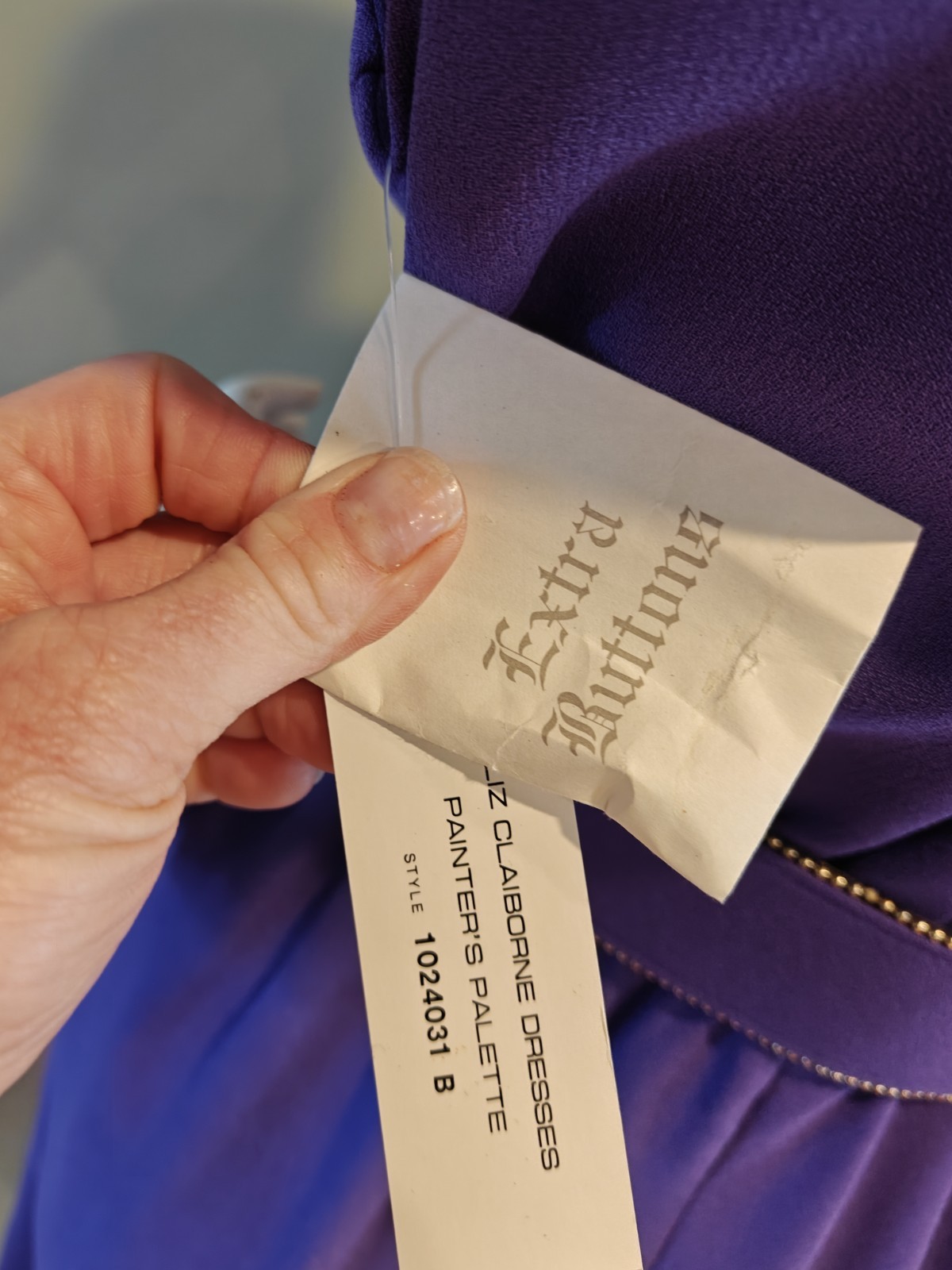 80s Liz Claiborne Purple Dress With Gold Bead And Button Detailing New Old Stock
