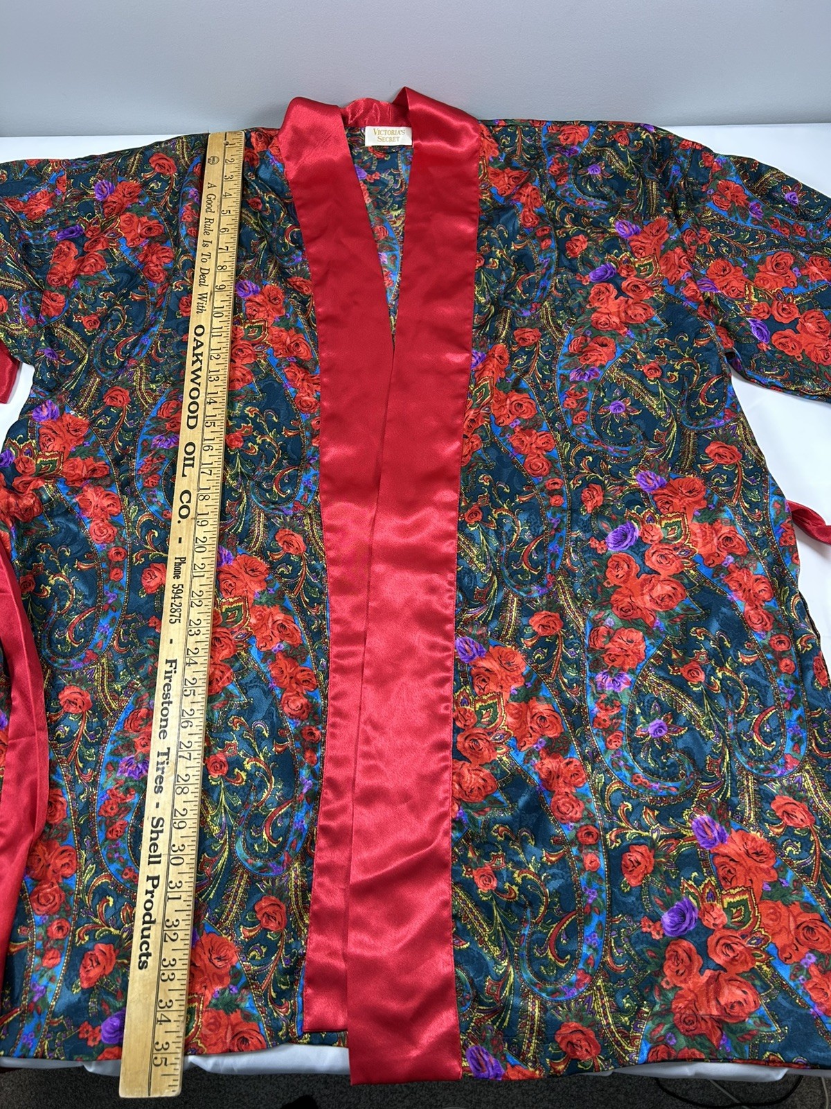 Victoria’s Secret Vintage Gold Label Red Green Floral Robe Women’s Size OS