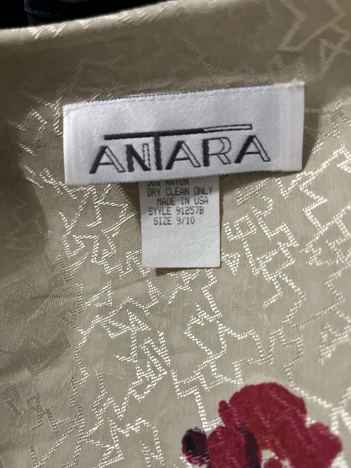 Antara Vintage Made in USA 80s Floral Peplum Dress Beige Multi-Color 9/10